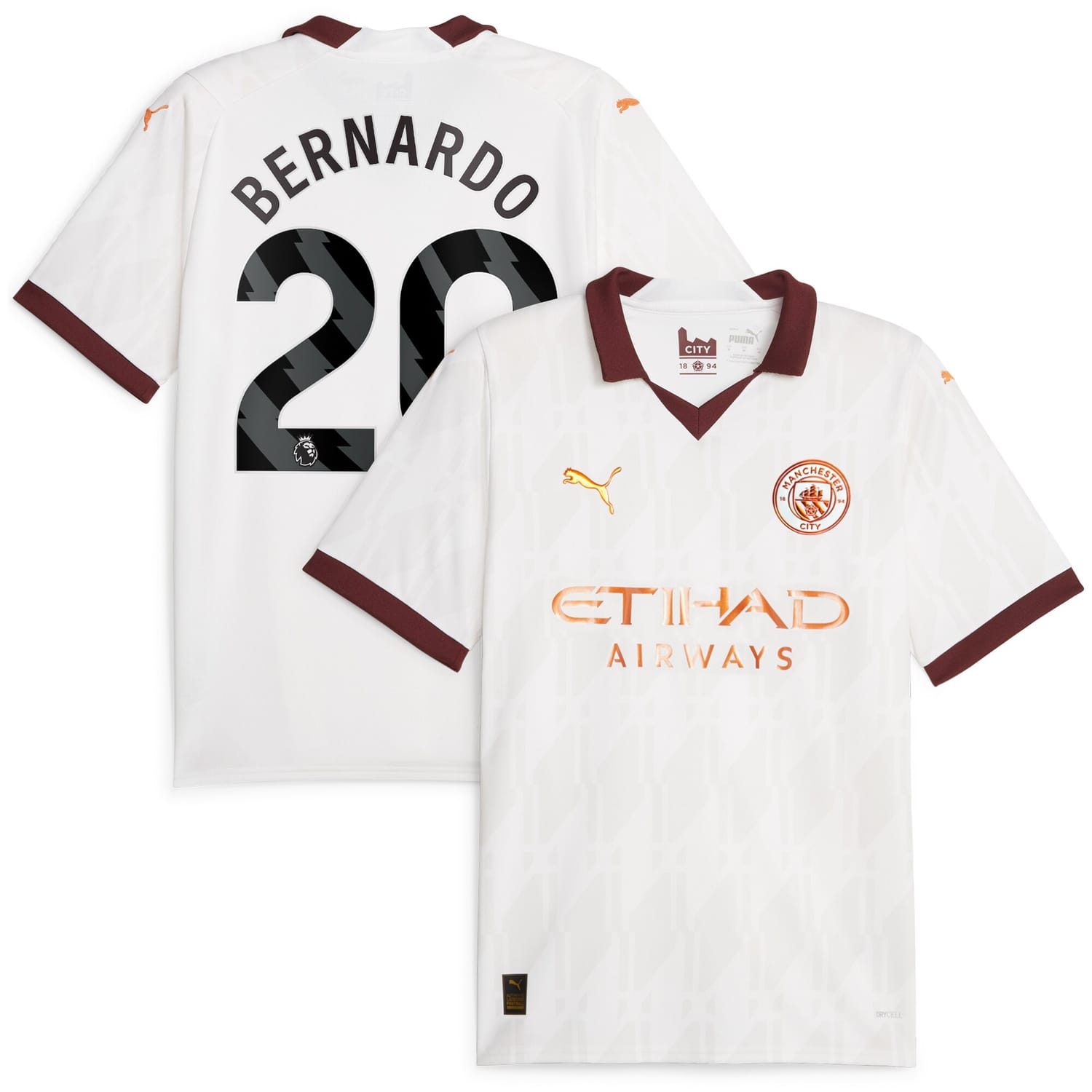 Premier League Manchester City Away Jersey Shirt White 2023-24 player Bernardo Silva printing for Men