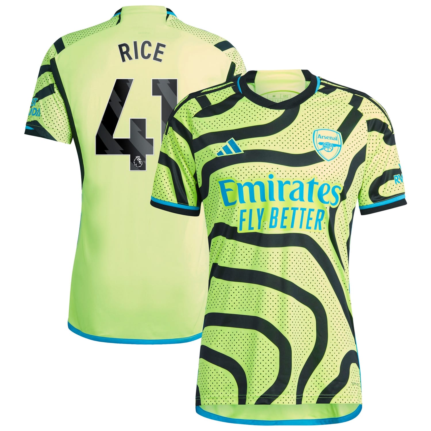 Premier League Arsenal Away Jersey Shirt Yellow 2023-24 player Declan Rice printing for Men