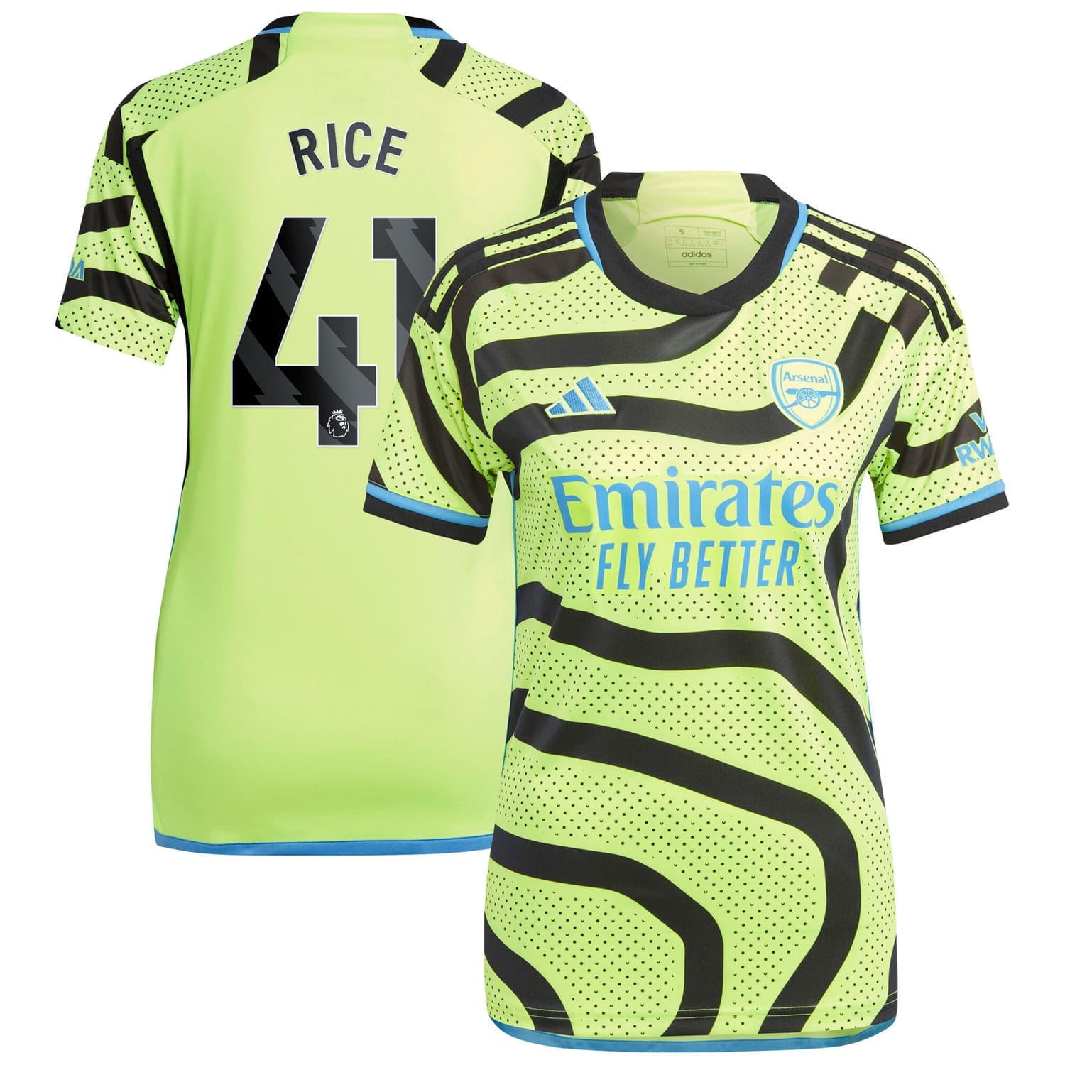 Premier League Arsenal Away Jersey Shirt Yellow 2023-24 player Declan Rice printing for Women