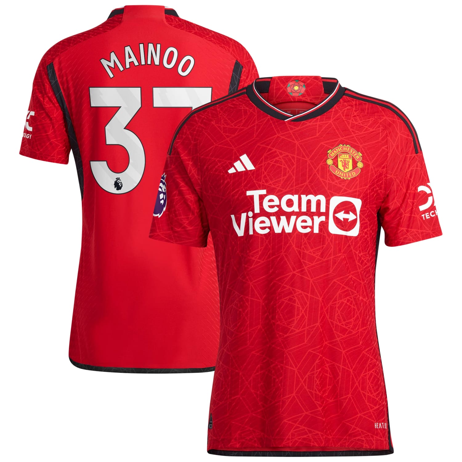 Premier League Manchester United Home Authentic Jersey Shirt Red 2023-24 player Kobbie Mainoo printing for Men