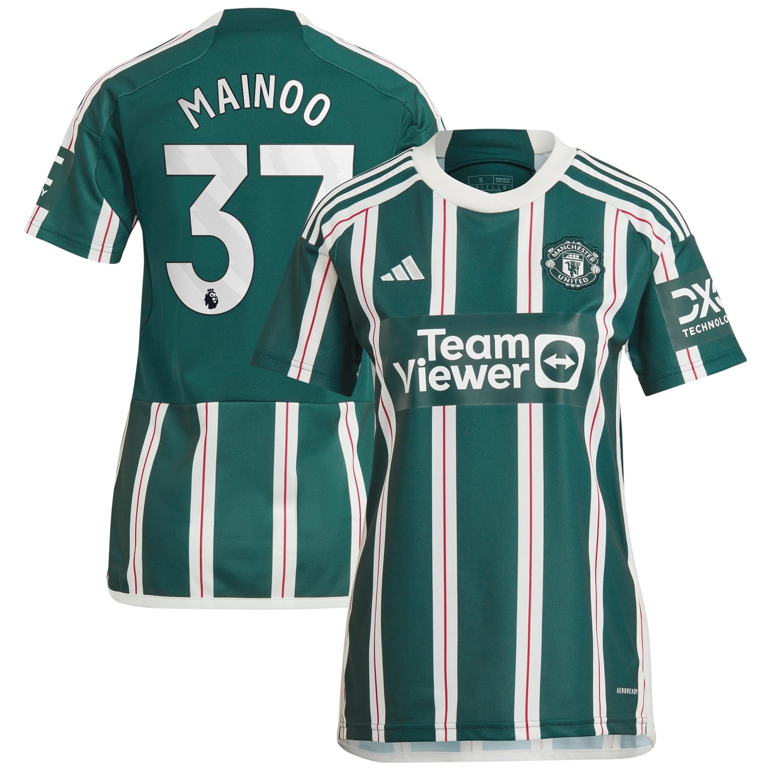 Premier League Manchester United Away Jersey Shirt Green 2023-24 player Kobbie Mainoo printing for Women