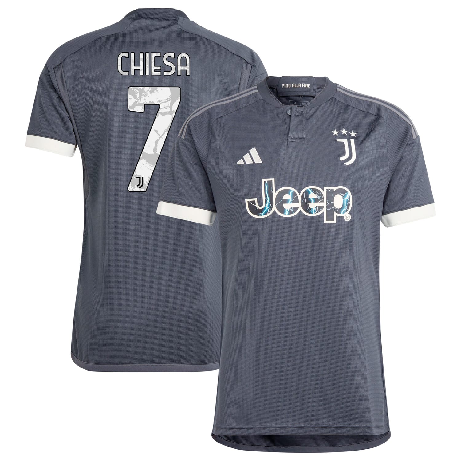 Serie A Juventus Third Jersey Shirt Gray 2023-24 player Federico Chiesa printing for Men
