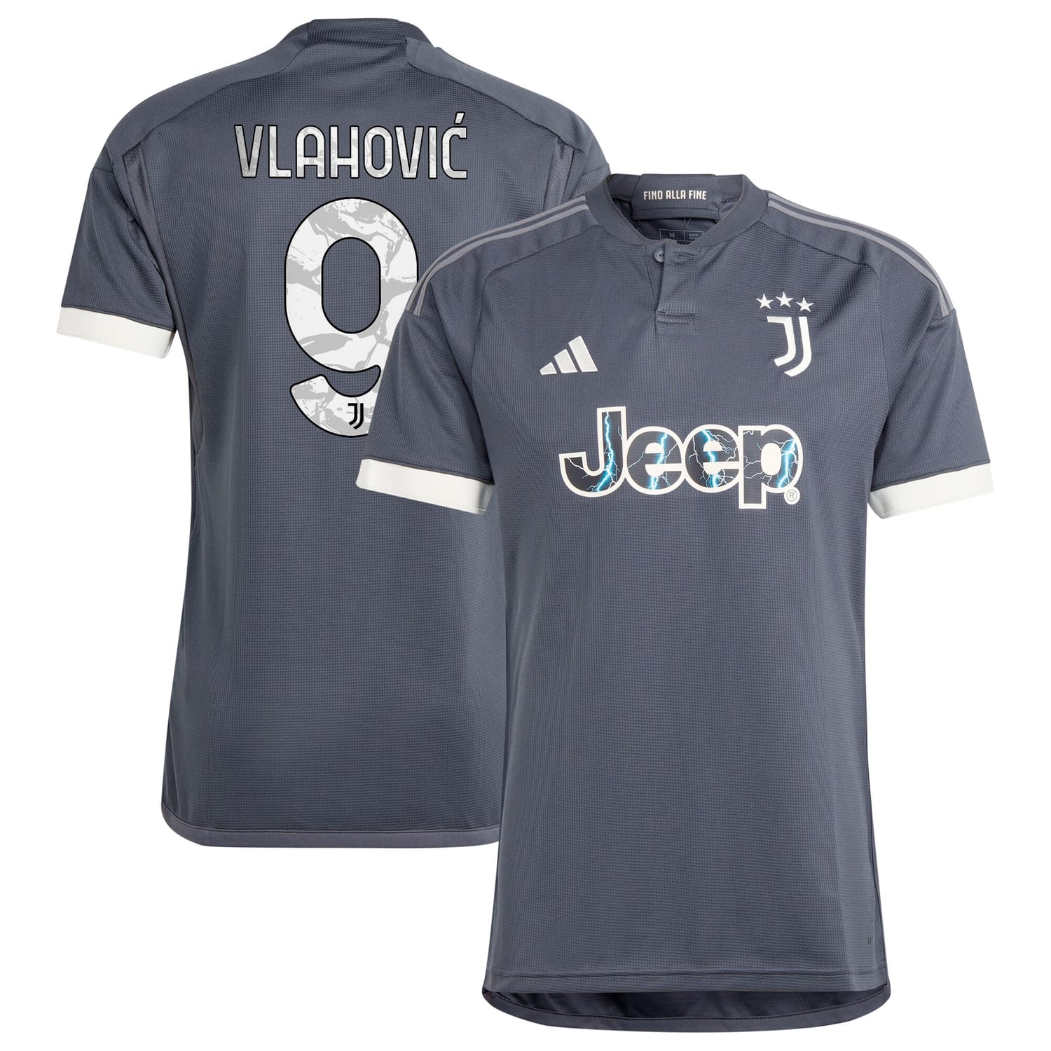 Serie A Juventus Third Jersey Shirt Gray 2023-24 player Dušan Vlahović printing for Men