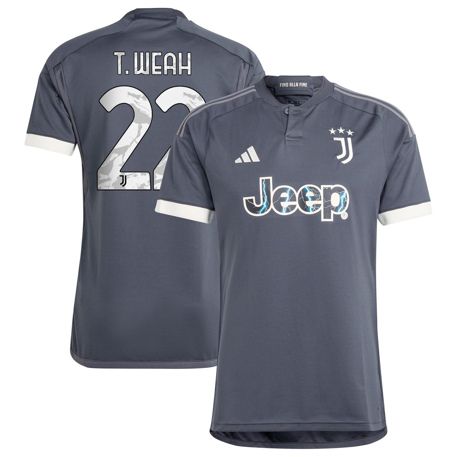 Serie A Juventus Third Jersey Shirt Gray 2023-24 player Timothy Weah printing for Men
