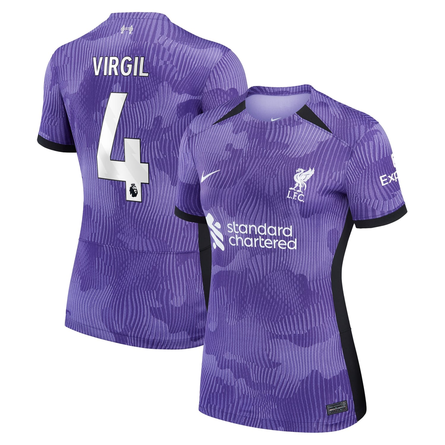 Premier League Liverpool Third Jersey Shirt Purple 2023-24 player Virgil van Dijk printing for Women