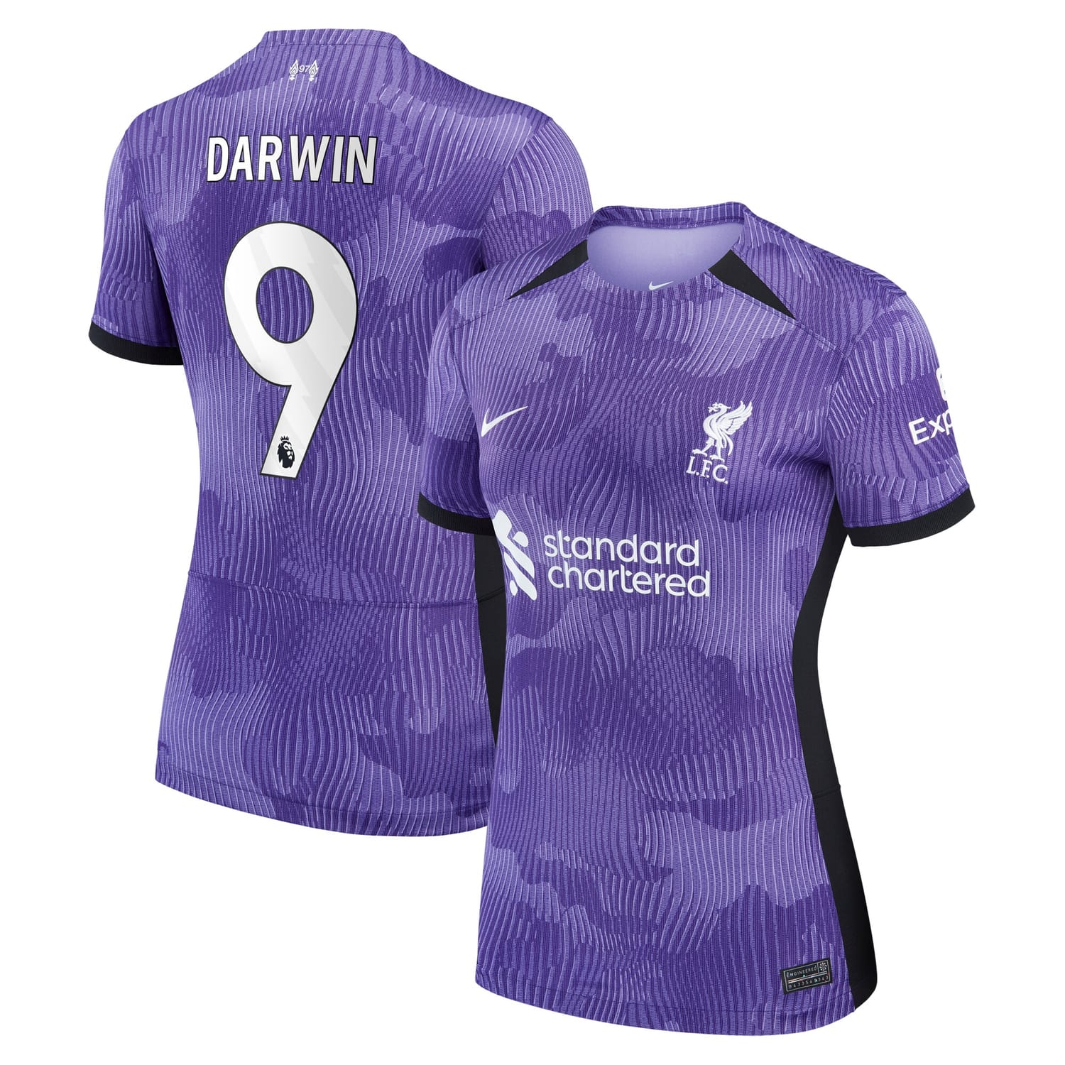 Premier League Liverpool Third Jersey Shirt Purple 2023-24 player Darwin Núñez printing for Women