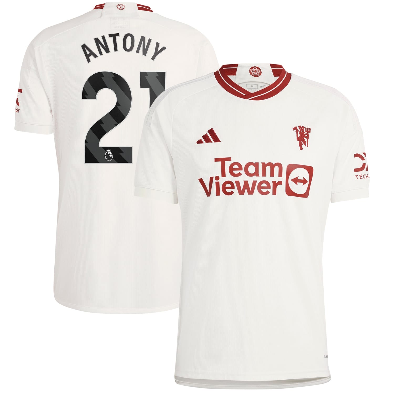 Premier League Manchester United Third Jersey Shirt White 2023-24 player Antony printing for Men