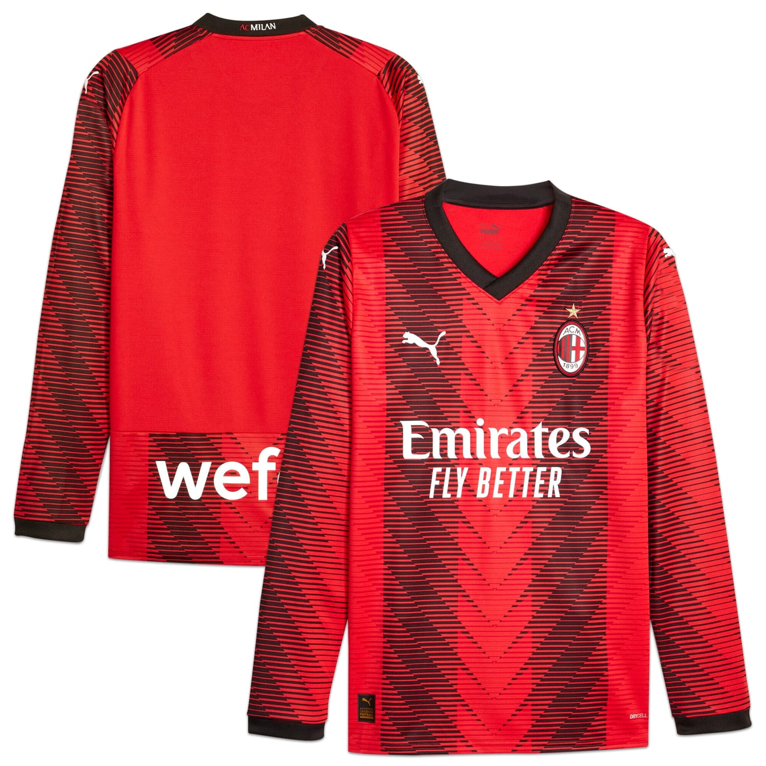 Serie A AC Milan Home Jersey Shirt Long Sleeve Red 2023-24 for Men