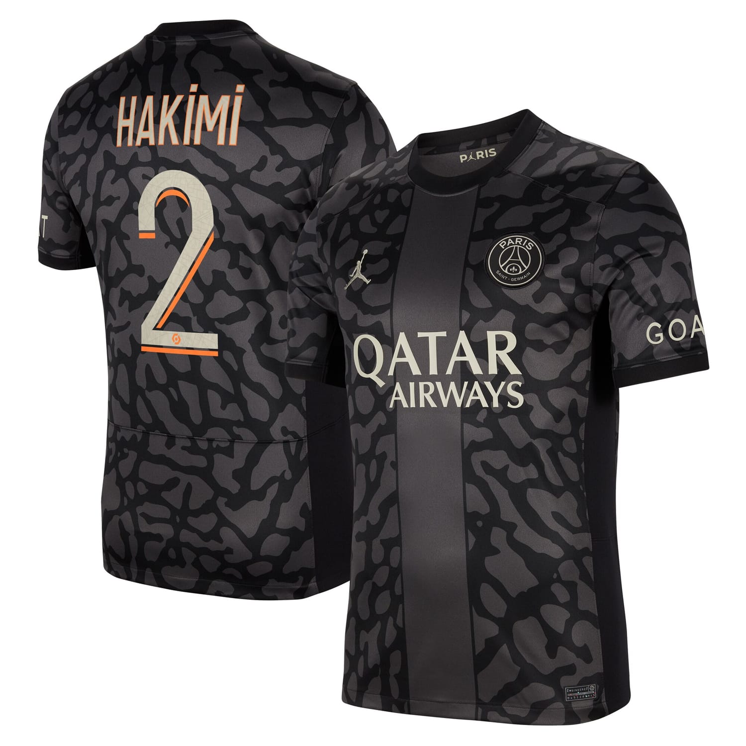 Ligue 1 Paris Saint-Germain Third Jersey Shirt Anthracite 2023-24 player Achraf Hakimi printing for Men