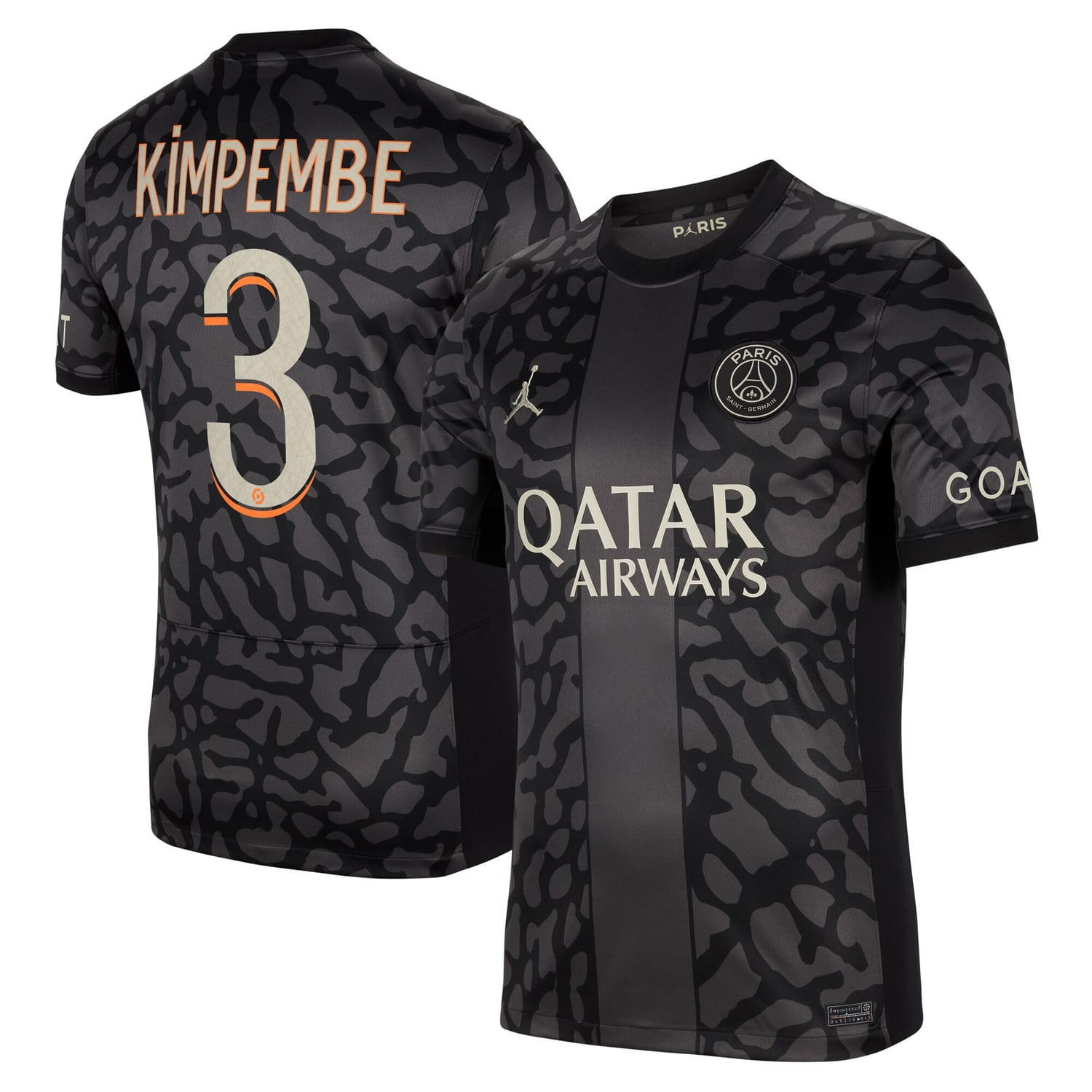 Ligue 1 Paris Saint-Germain Third Jersey Shirt Anthracite 2023-24 player Presnel Kimpembe printing for Men