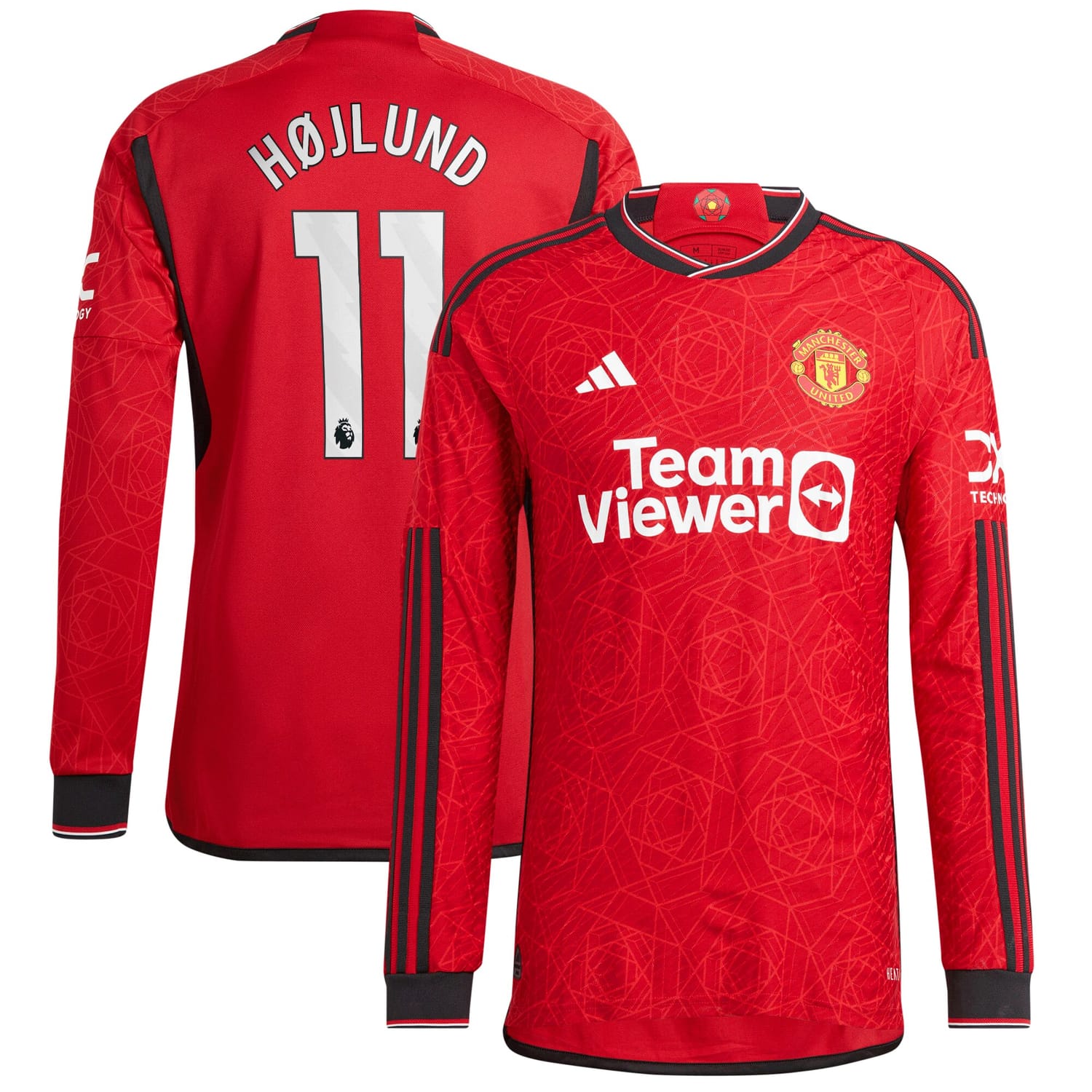 Premier League Manchester United Home Authentic Jersey Shirt Long Sleeve 2023-24 player Rasmus Højlund 11 printing for Men
