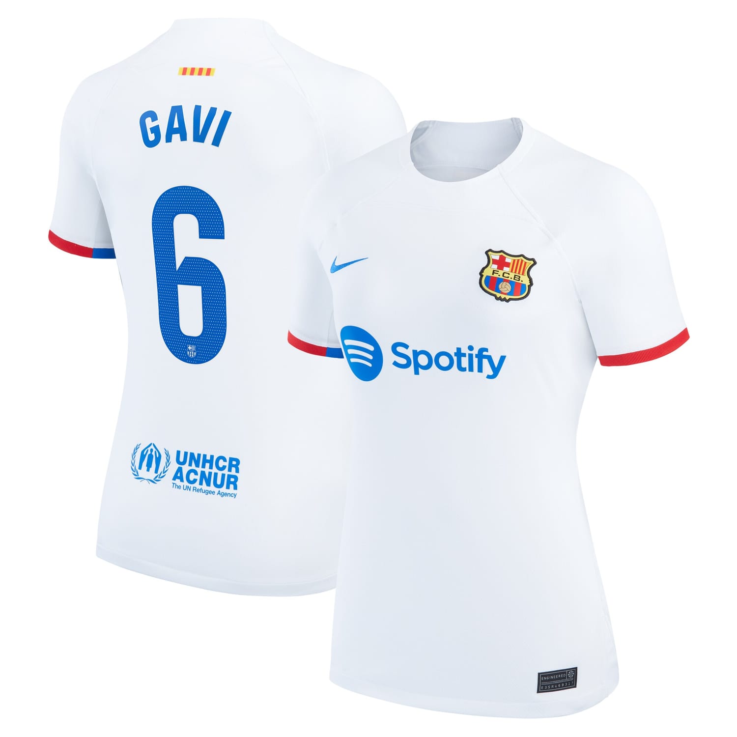 La Liga Barcelona Away Jersey Shirt White 2023-24 player Gavi printing for Women