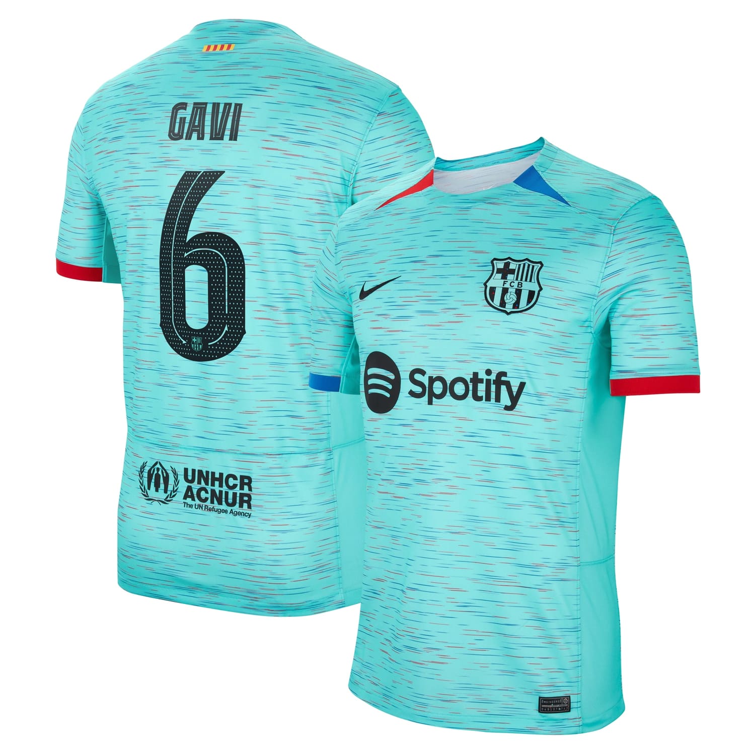 La Liga Barcelona Third Jersey Shirt Aqua 2023-24 player Gavi printing for Men