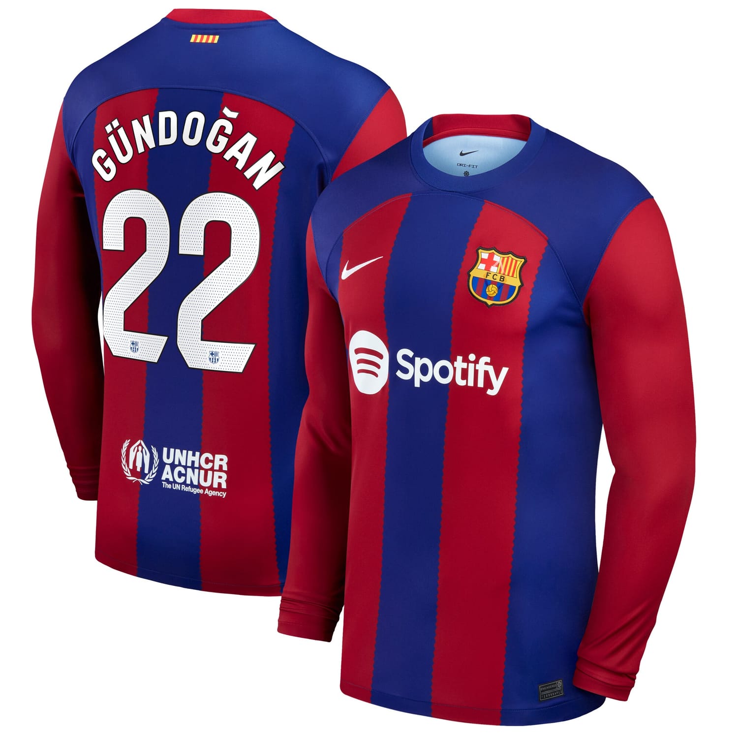 La Liga Barcelona Home Jersey Shirt Long Sleeve Royal 2023-24 player Ilkay Gündogan printing for Men