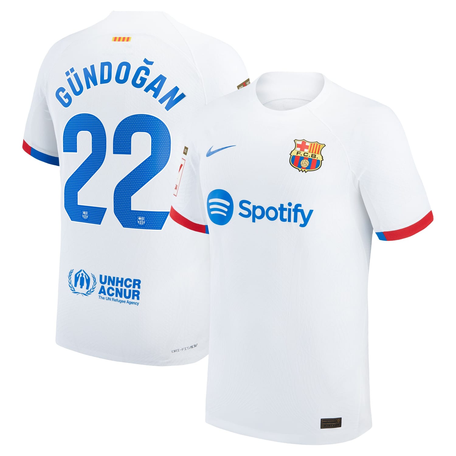 La Liga Barcelona Away Authentic Jersey Shirt White 2023-24 player Ilkay Gündogan printing for Men