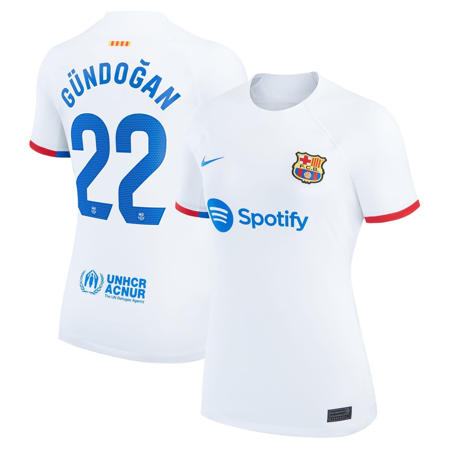 La Liga Barcelona Away Jersey Shirt White 2023-24 player Ilkay Gündogan printing for Women