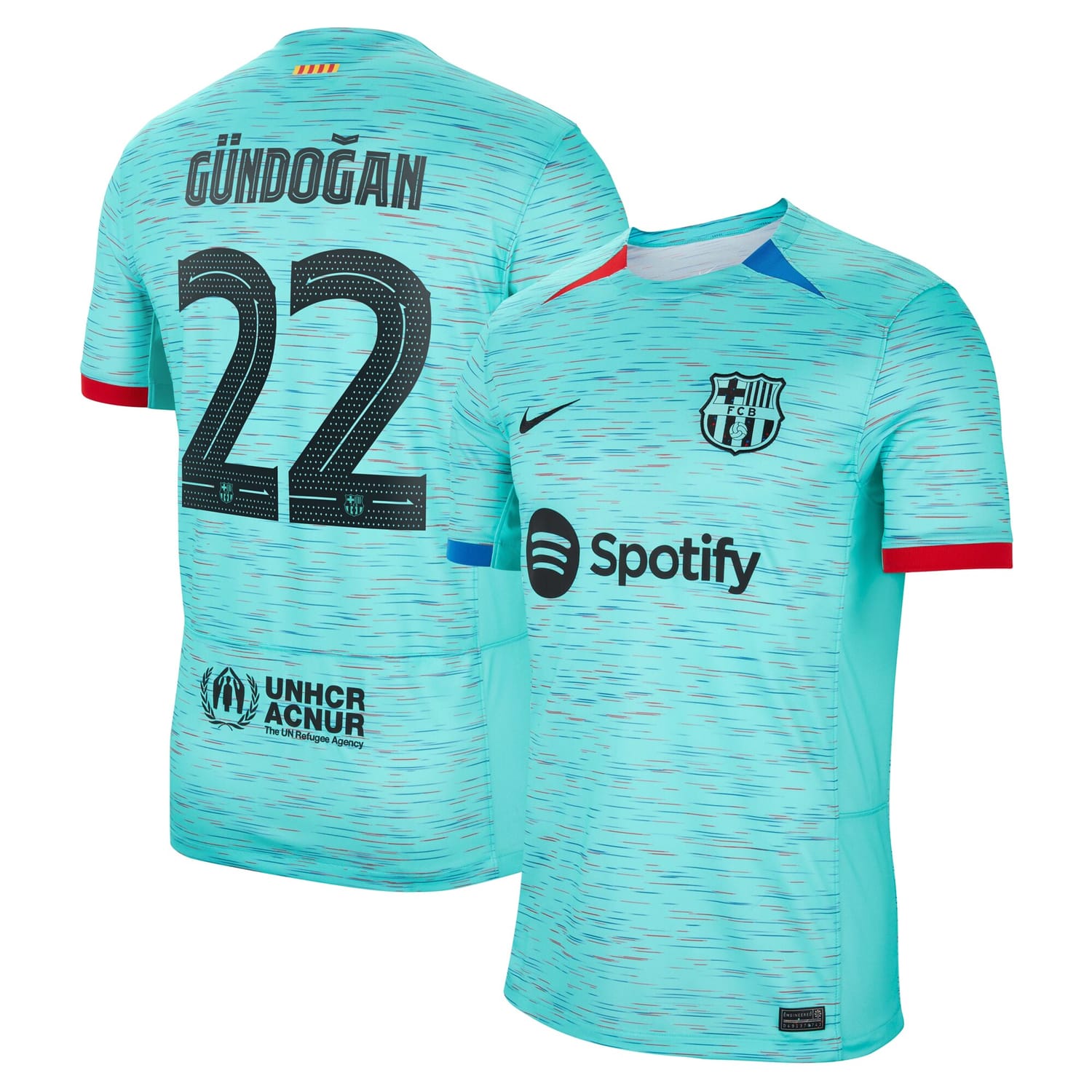 La Liga Barcelona Third Jersey Shirt Aqua 2023-24 player Ilkay Gündogan printing for Men