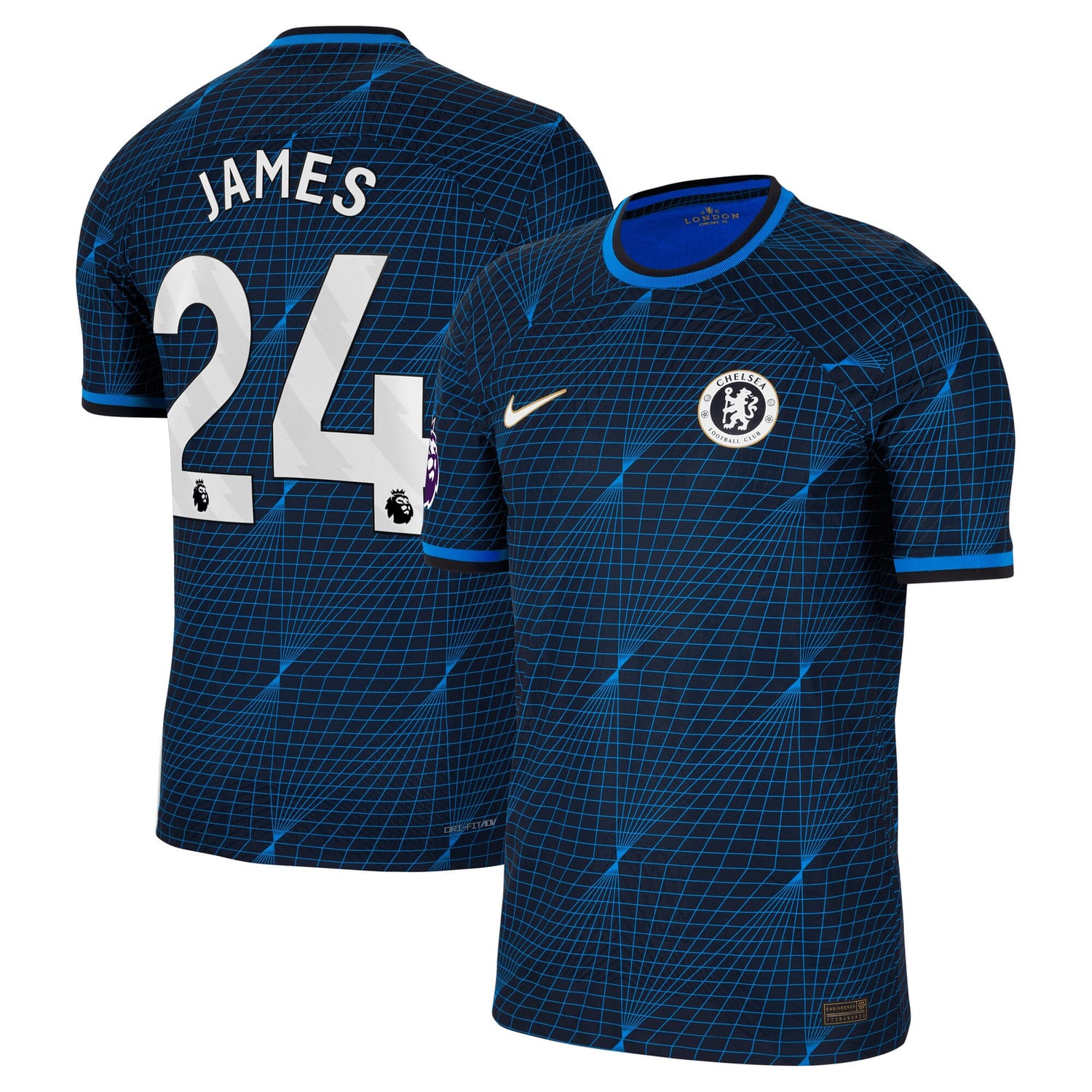 Premier League Chelsea Away Authentic Jersey Shirt Navy 2023-24 player Reece James printing for Men