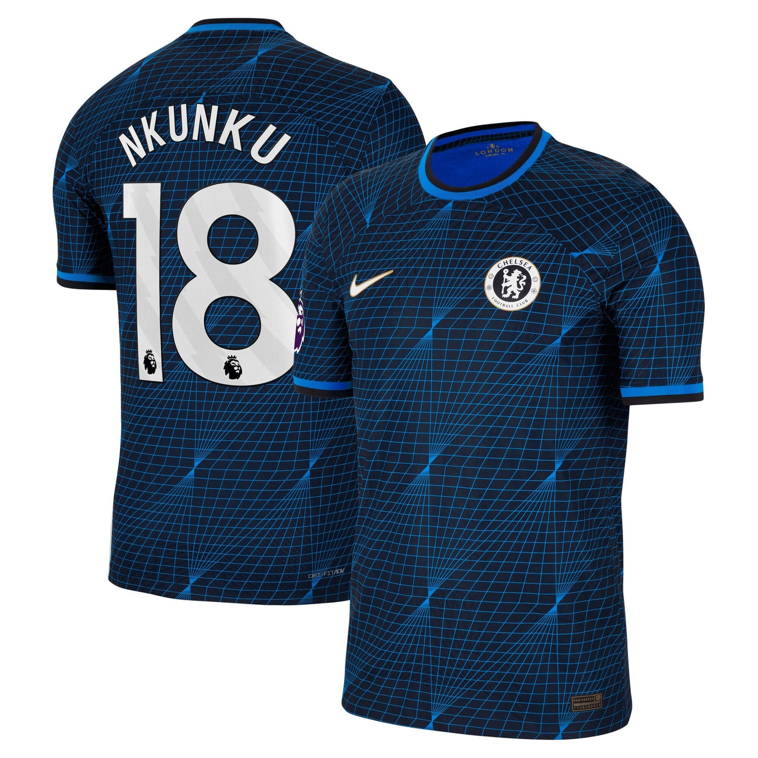 Premier League Chelsea Away Authentic Jersey Shirt Navy 2023-24 player Christopher Nkunku printing for Men