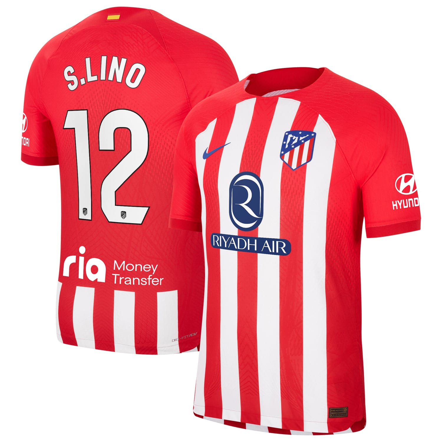 La Liga Atletico de Madrid Home Authentic Jersey Shirt 2023-24 player Samuel Lino 12 printing for Men