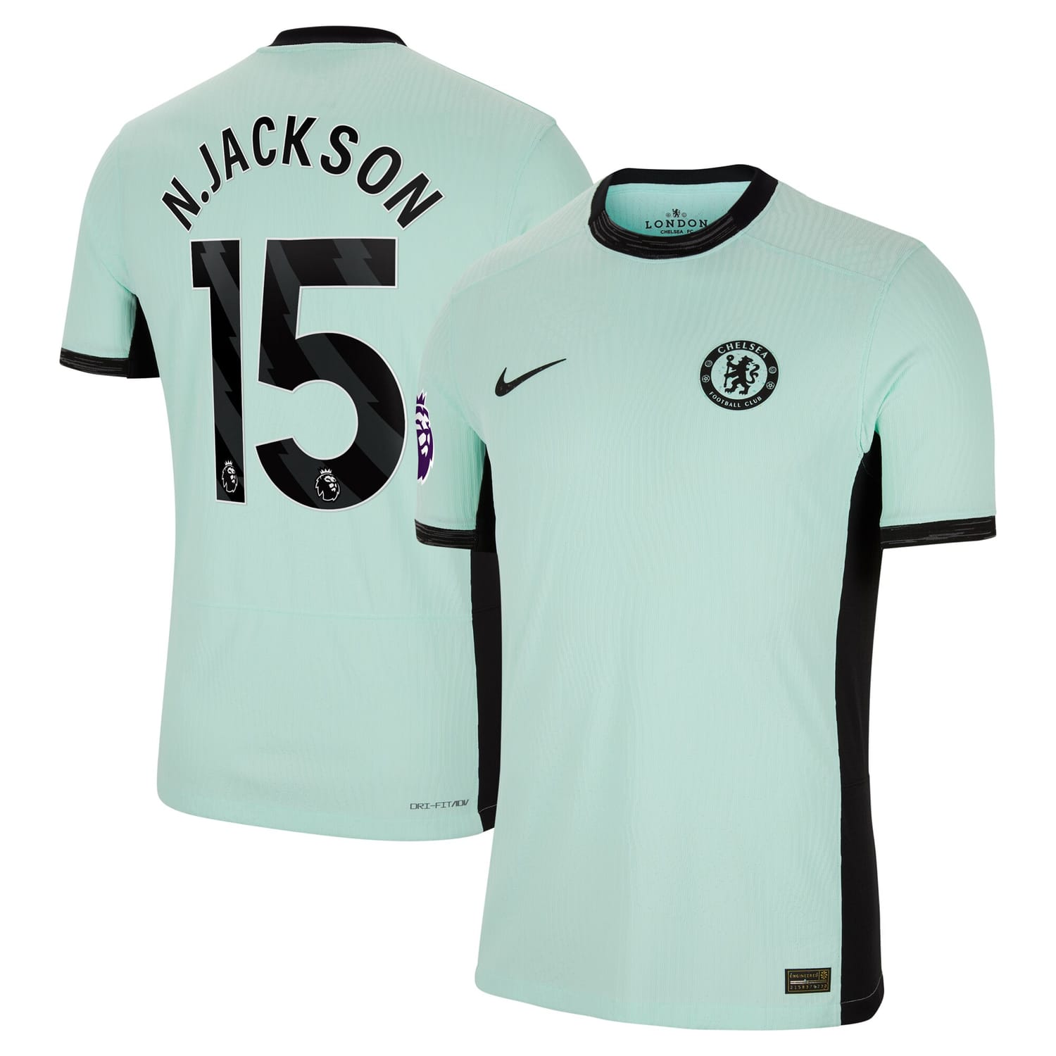 Premier League Chelsea Third Authentic Jersey Shirt Mint 2023-24 player Nicolas Jackson printing for Men