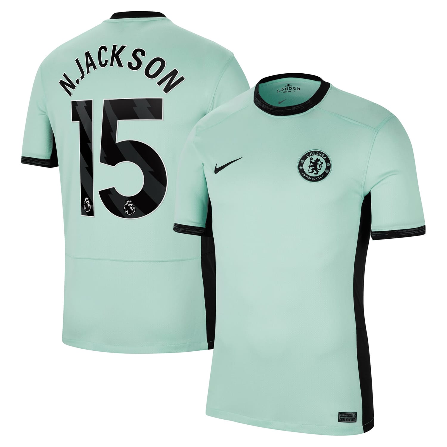 Premier League Chelsea Third Jersey Shirt Mint 2023-24 player Nicolas Jackson printing for Men