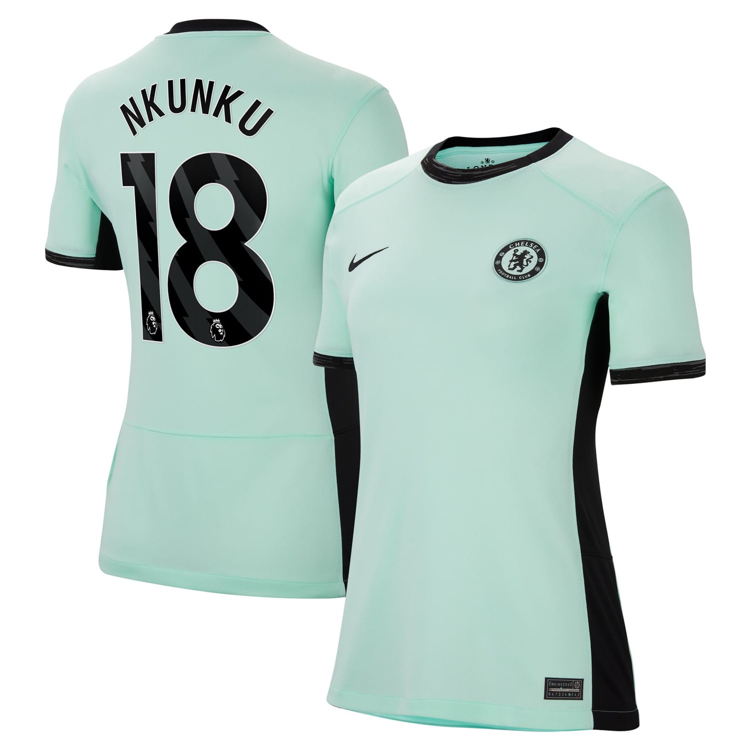 Premier League Chelsea Third Jersey Shirt Mint 2023-24 player Christopher Nkunku printing for Women