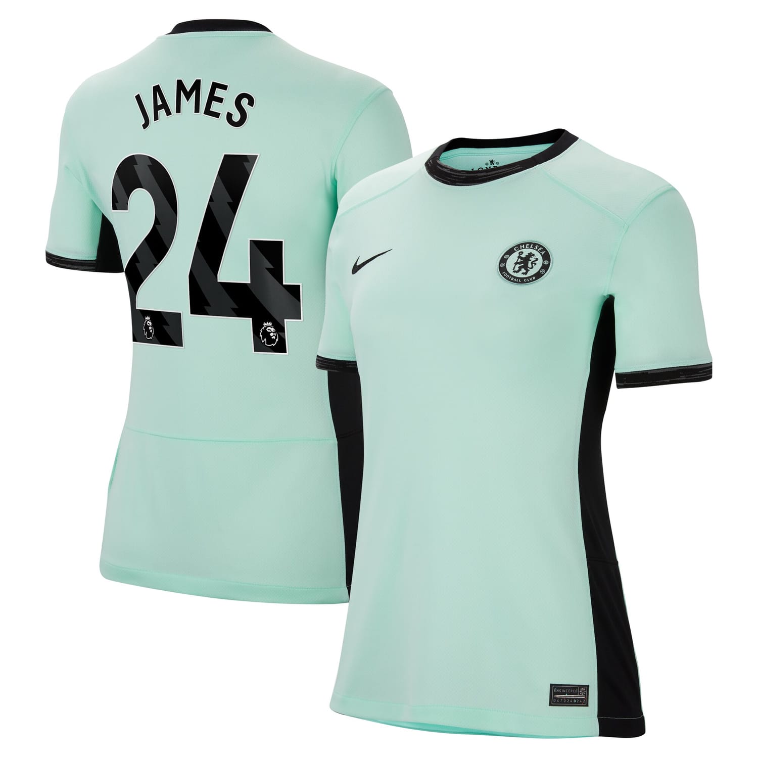 Premier League Chelsea Third Jersey Shirt Mint 2023-24 player Reece James printing for Women