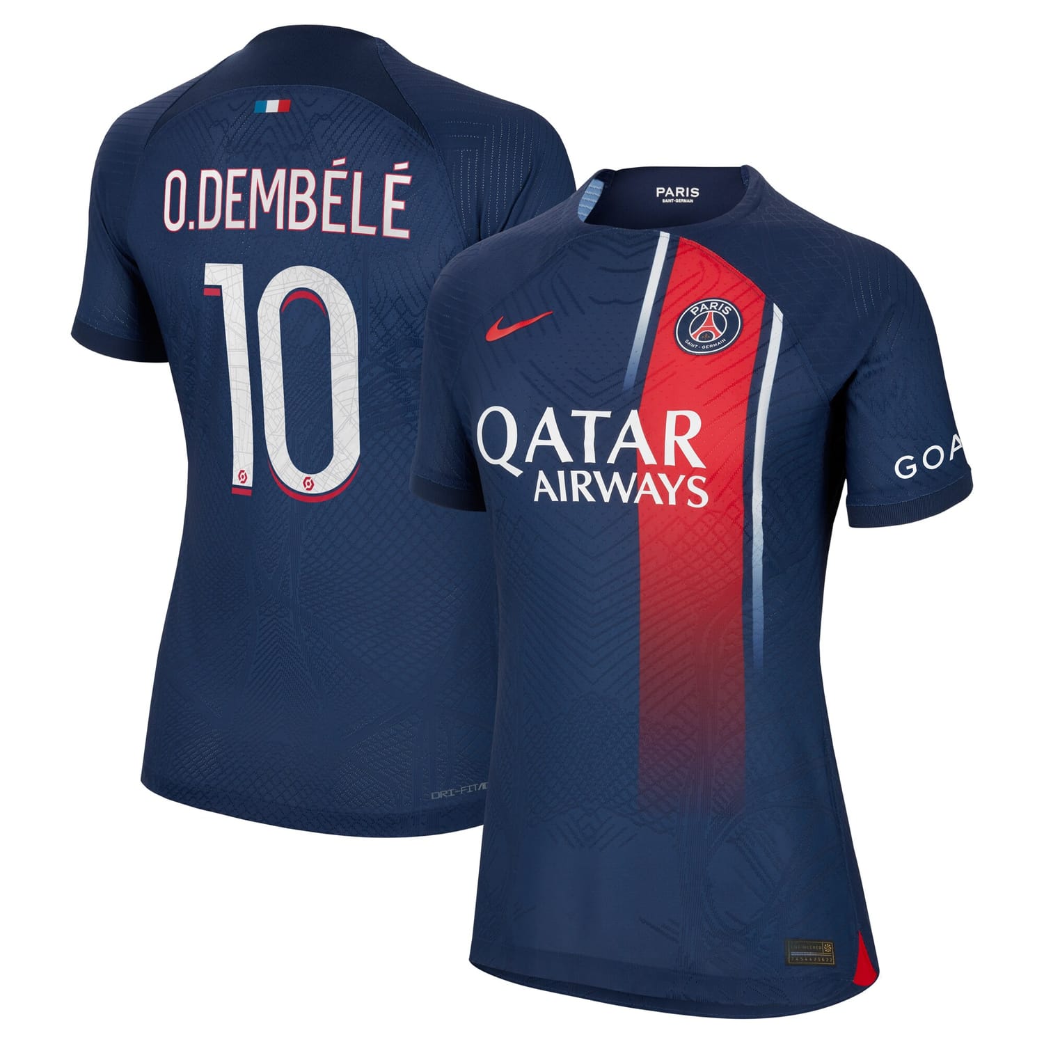 Ligue 1 Paris Saint-Germain Home Authentic Jersey Shirt Navy 2023-24 player Ousmane Dembélé printing for Women