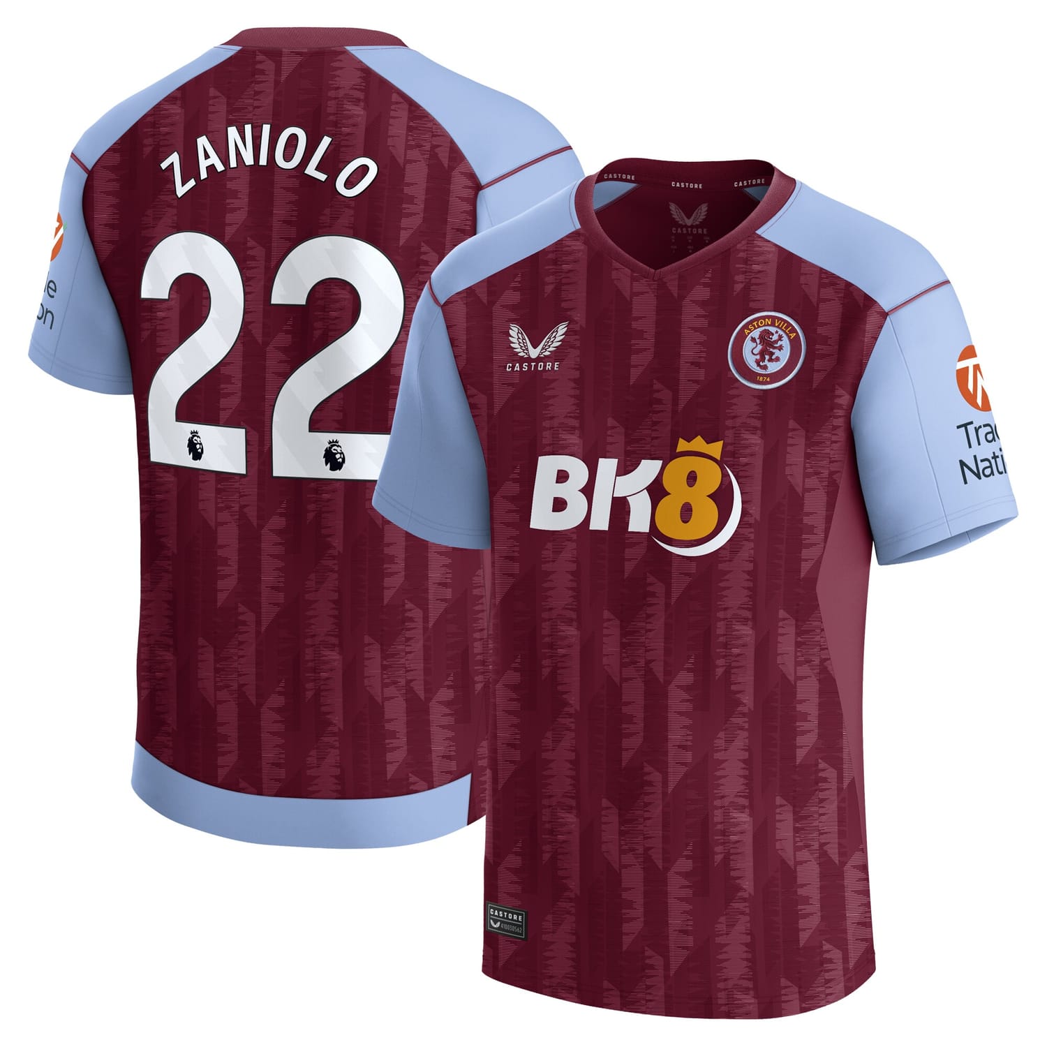 Premier League Aston Villa Home Jersey Shirt 2023-24 player Nicolò Zaniolo 22 printing for Men