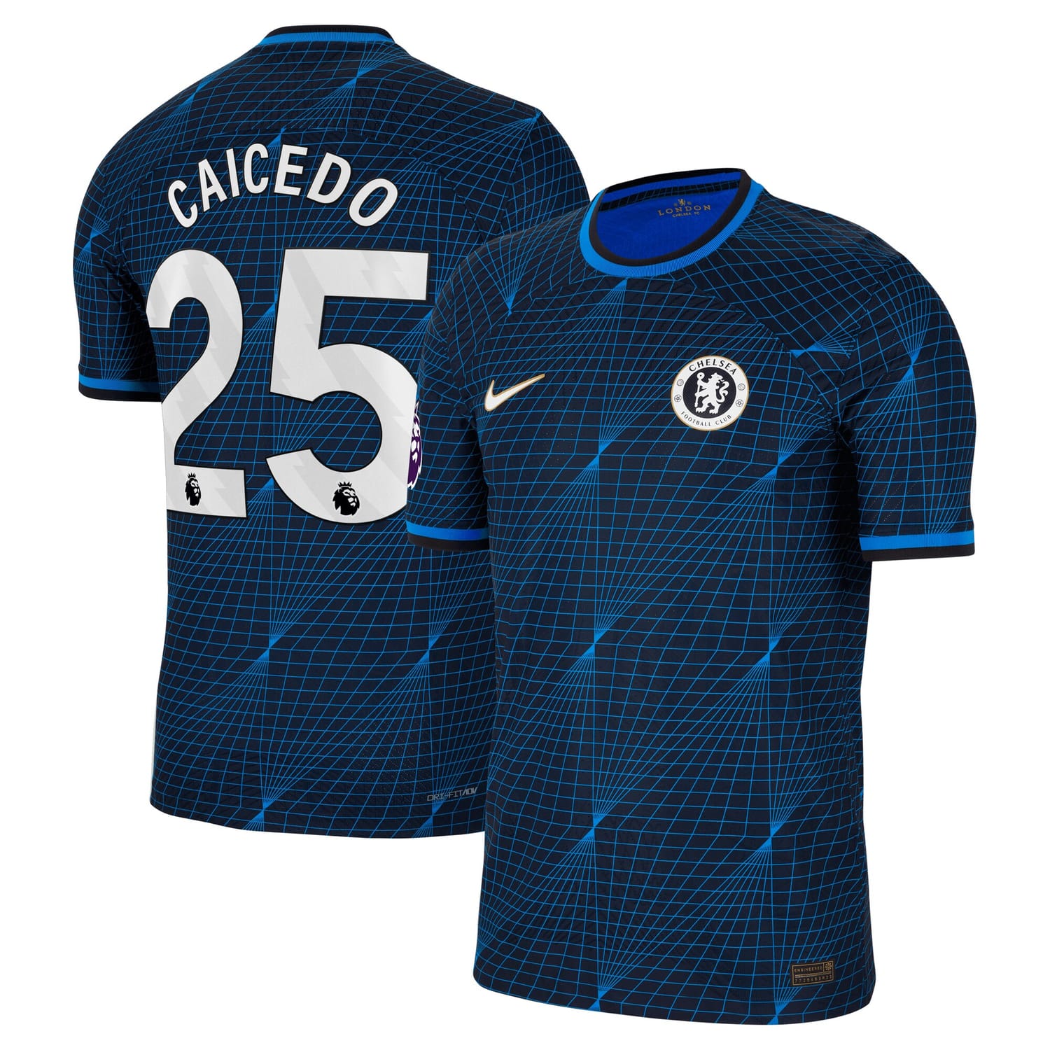 Premier League Chelsea Away Authentic Jersey Shirt Navy 2023-24 player Moisés Caicedo printing for Men
