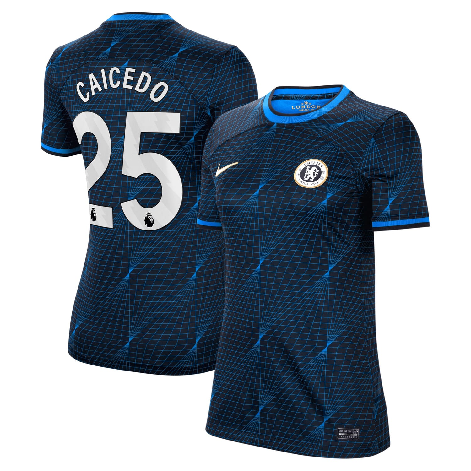 Premier League Chelsea Away Jersey Shirt Navy 2023-24 player Moisés Caicedo printing for Women