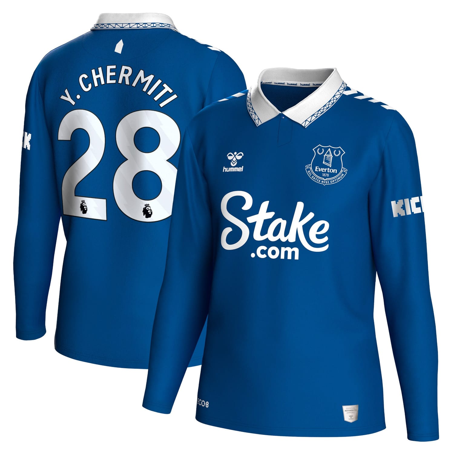 Premier League Everton Home Jersey Shirt Long Sleeve 2023-24 player Youssef Chermiti 28 printing for Men