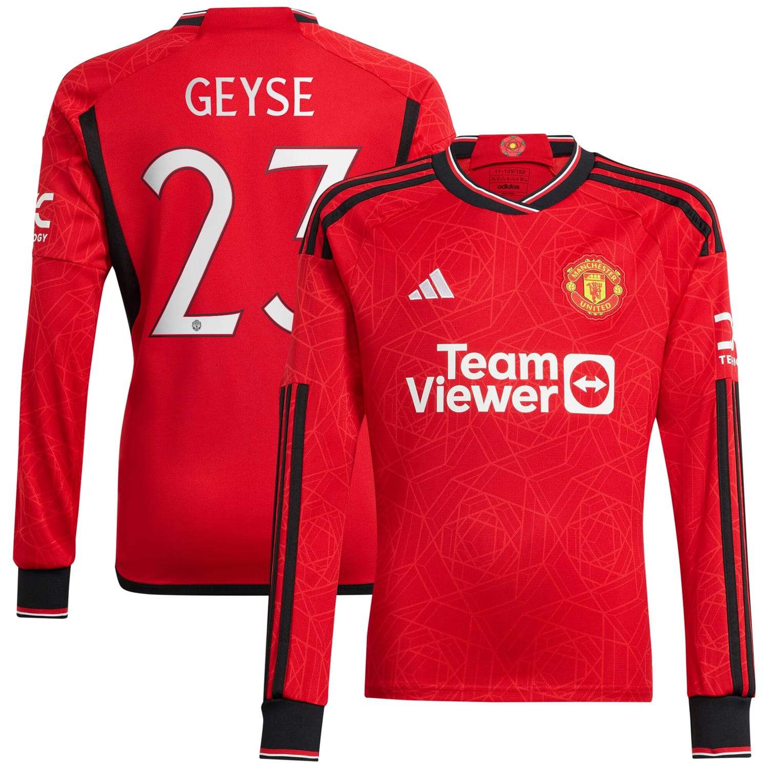 Premier League Manchester United Home Cup Jersey Shirt Long Sleeve 2023-24 player Geyse Da Silva Ferreira printing for Men
