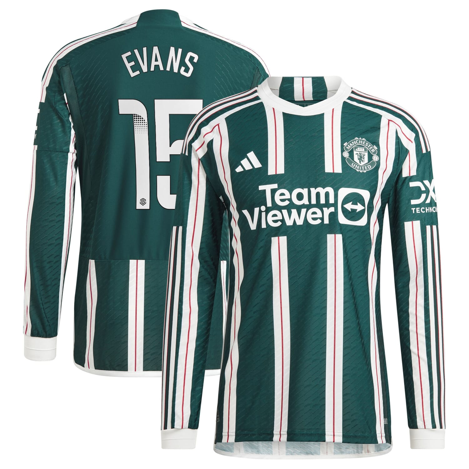 Premier League Manchester United Away WSL Authentic Jersey Shirt Long Sleeve 2023-24 player Gemma Evans printing for Men