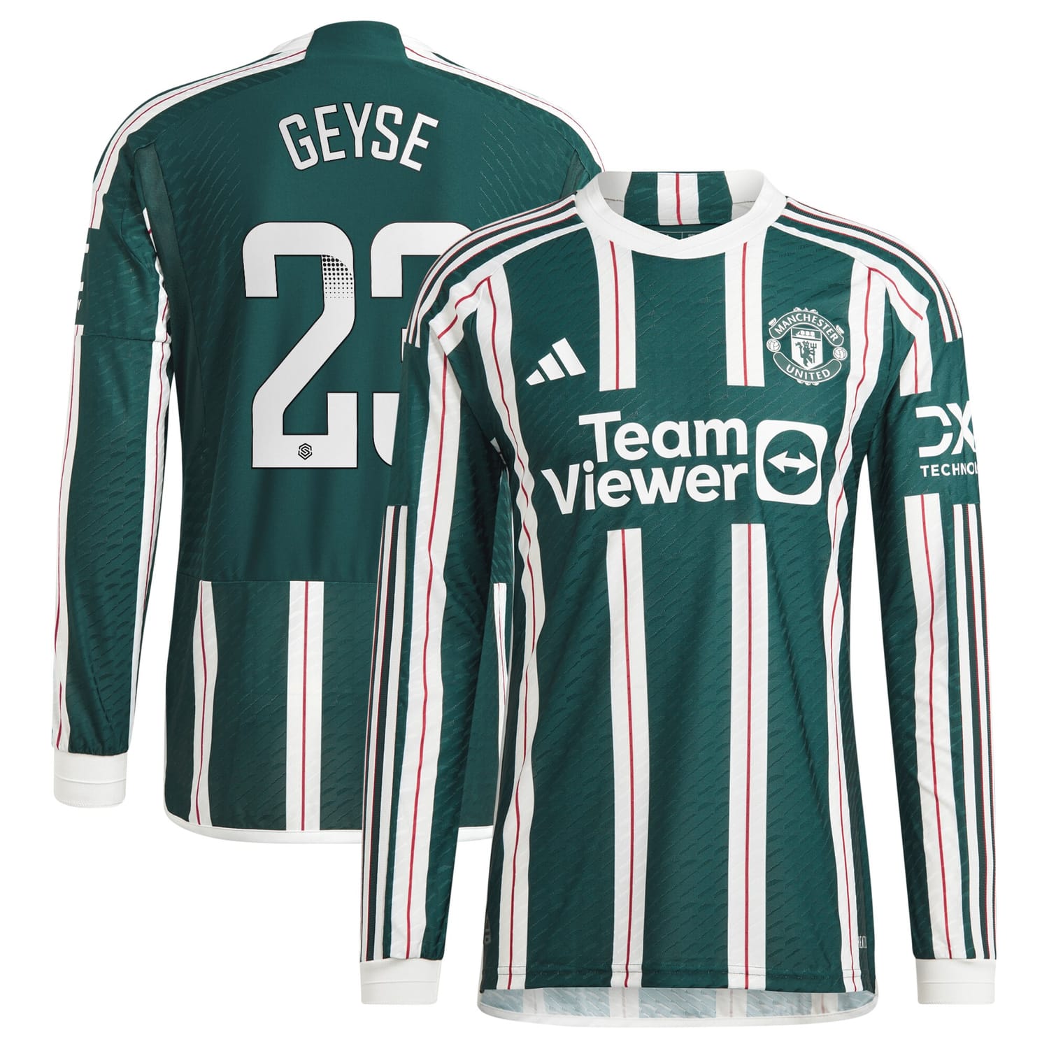 Premier League Manchester United Away WSL Authentic Jersey Shirt Long Sleeve 2023-24 player Geyse Da Silva Ferreira printing for Men