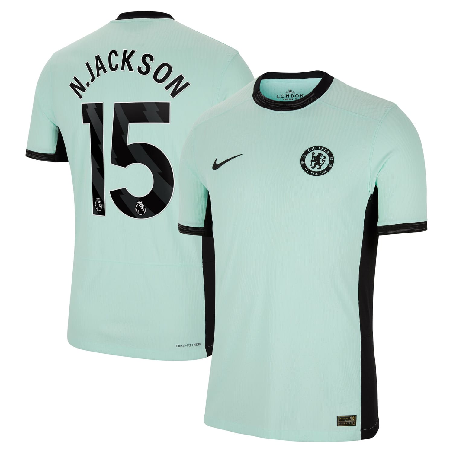 Premier League Chelsea Third Authentic Jersey Shirt 2023-24 player Nicolas Jackson 15 printing for Men