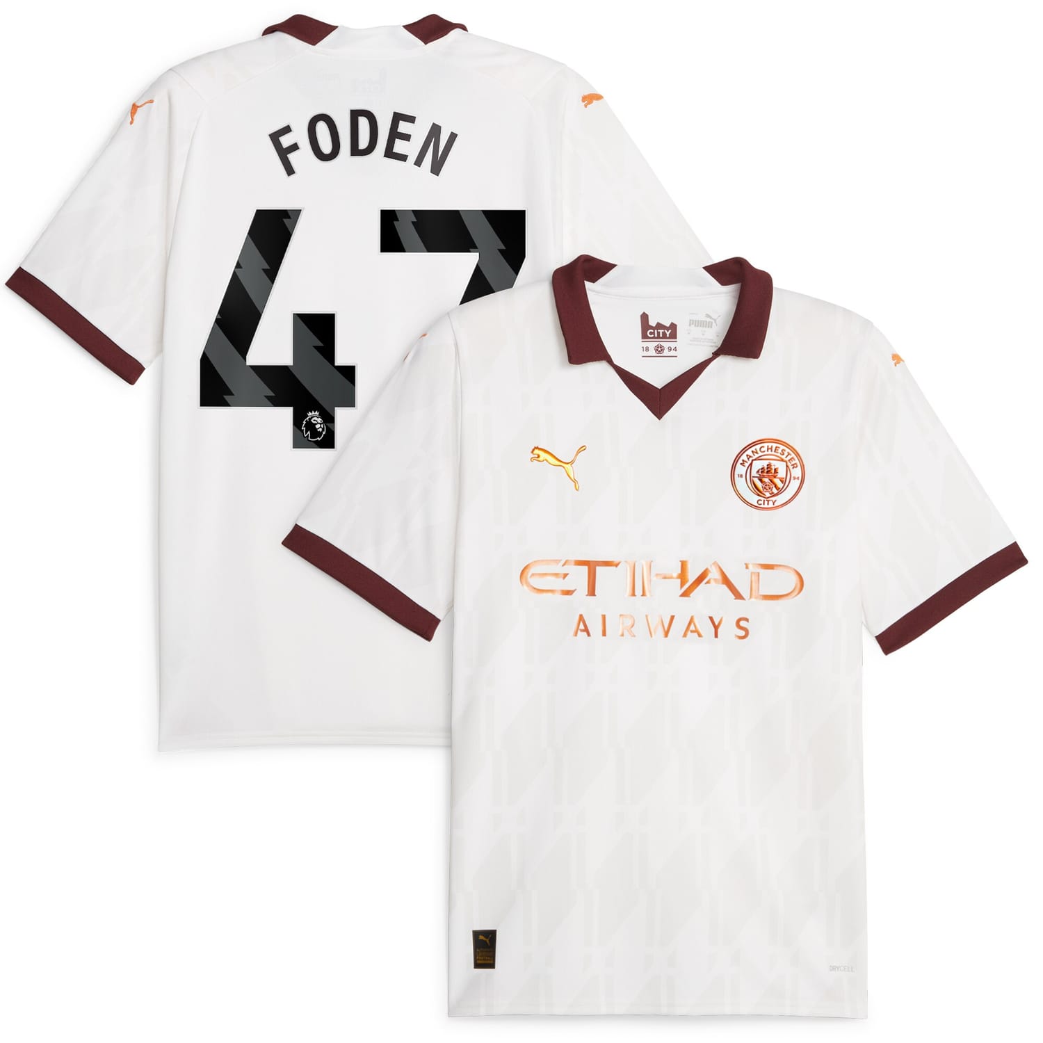 Premier League Manchester City Away Jersey Shirt White 2023-24 player Phil Foden printing for Men