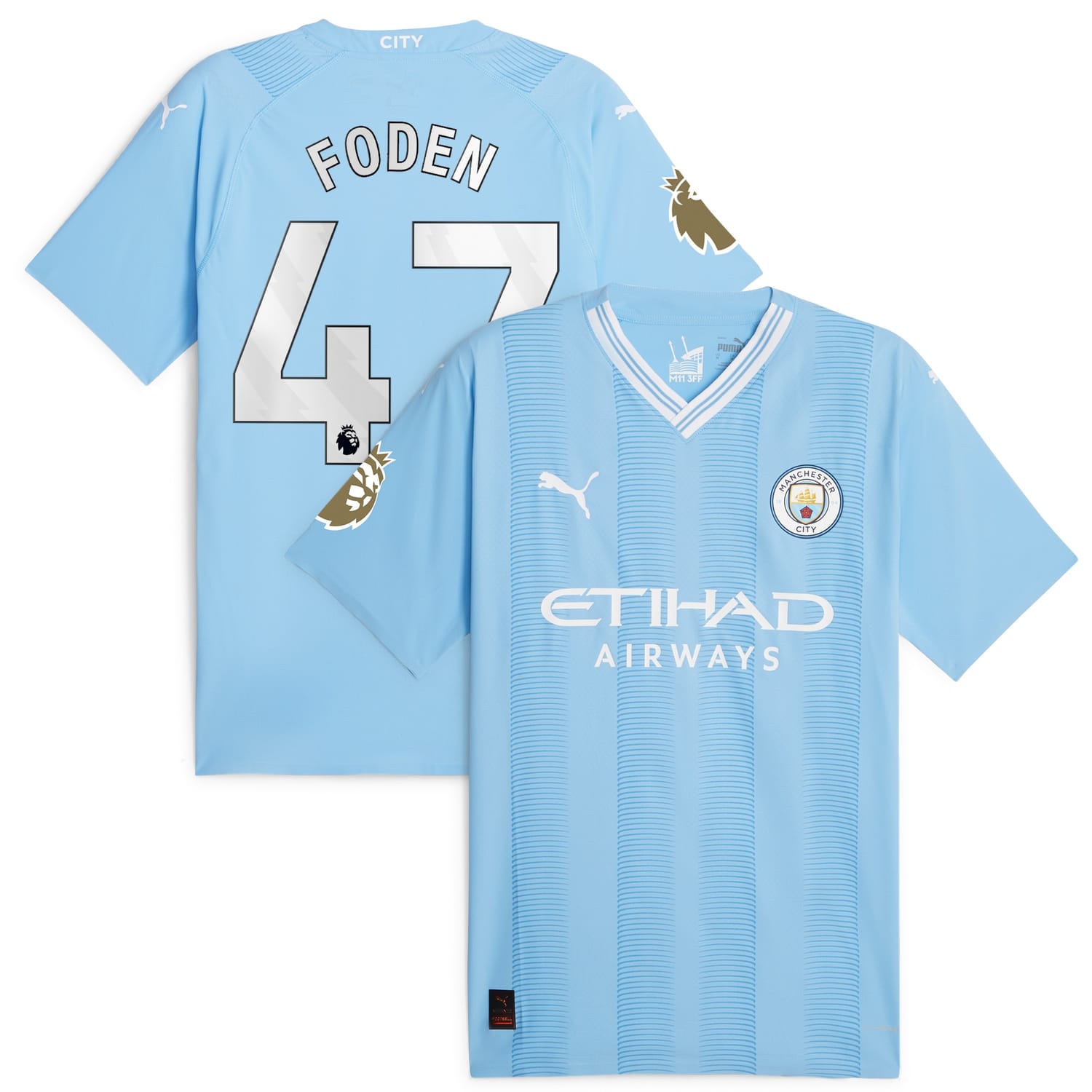 Premier League Manchester City Home Authentic Jersey Shirt Sky Blue 2023-24 player Phil Foden printing for Men