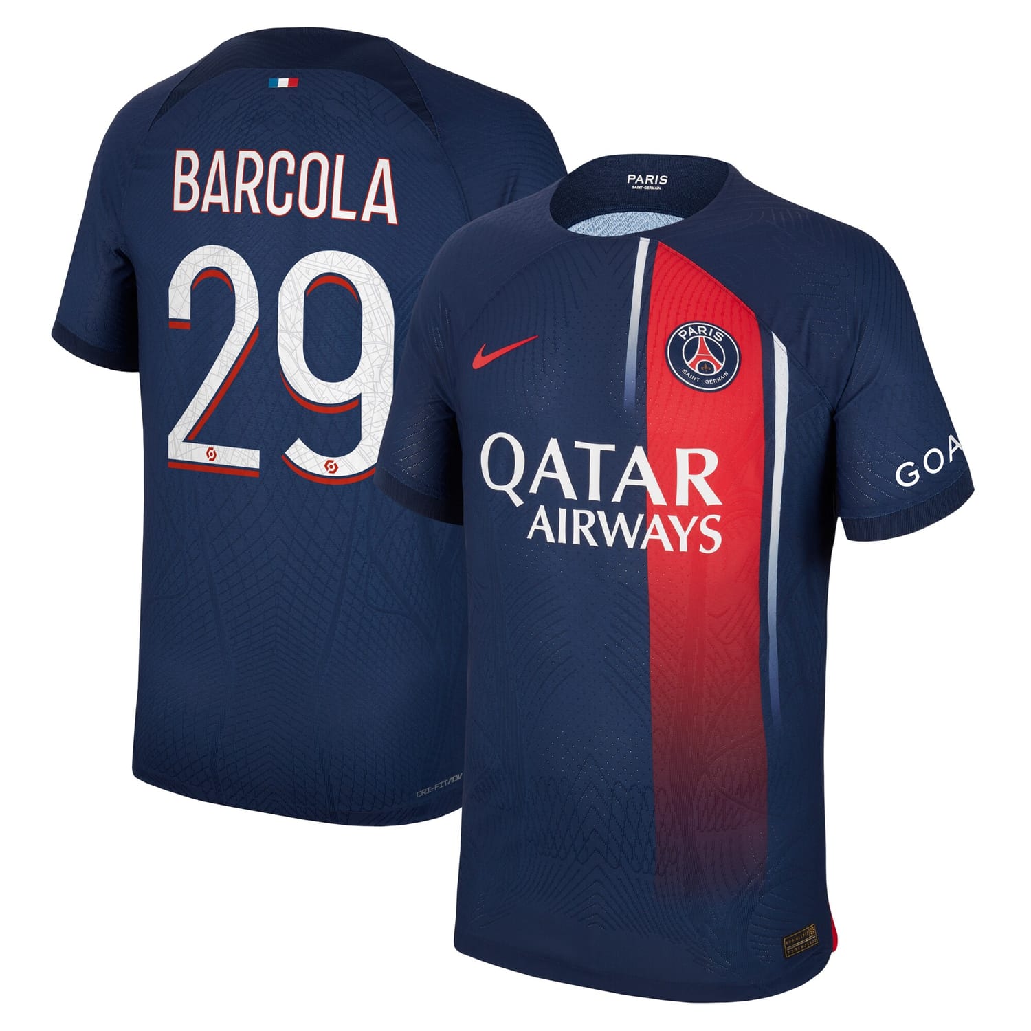 Ligue 1 Paris Saint-Germain Home Authentic Jersey Shirt 2023-24 player Bradley Barcola 29 printing for Men