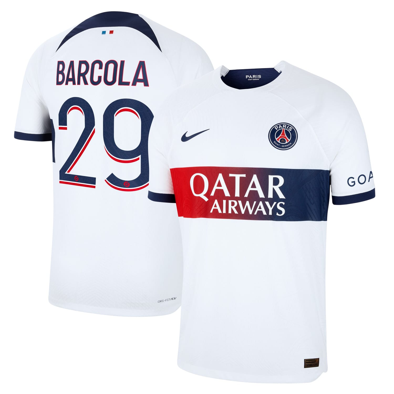 Ligue 1 Paris Saint-Germain Away Authentic Jersey Shirt 2023-24 player Bradley Barcola 29 printing for Men