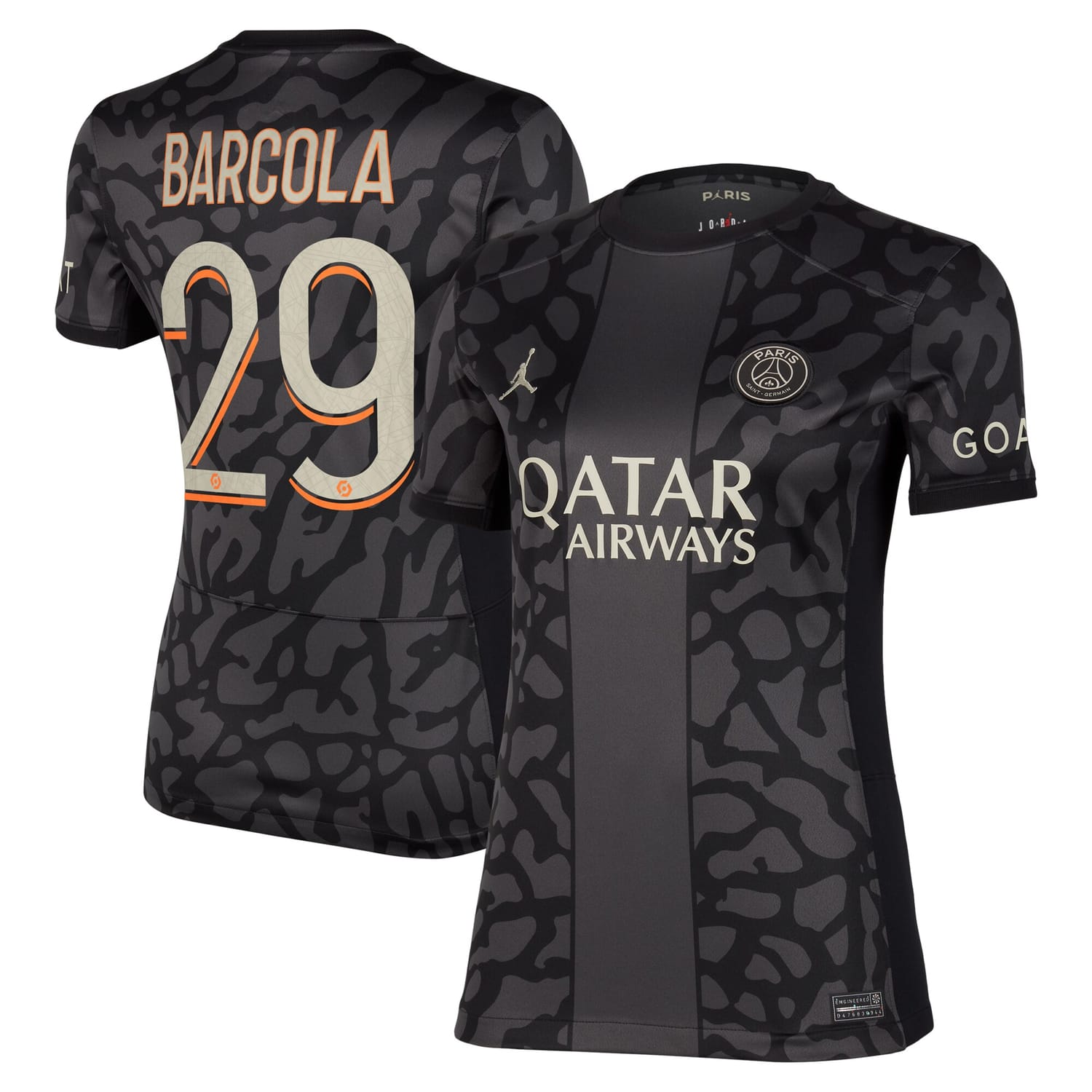 Ligue 1 Paris Saint-Germain Third Jersey Shirt 2023-24 player Bradley Barcola 29 printing for Women