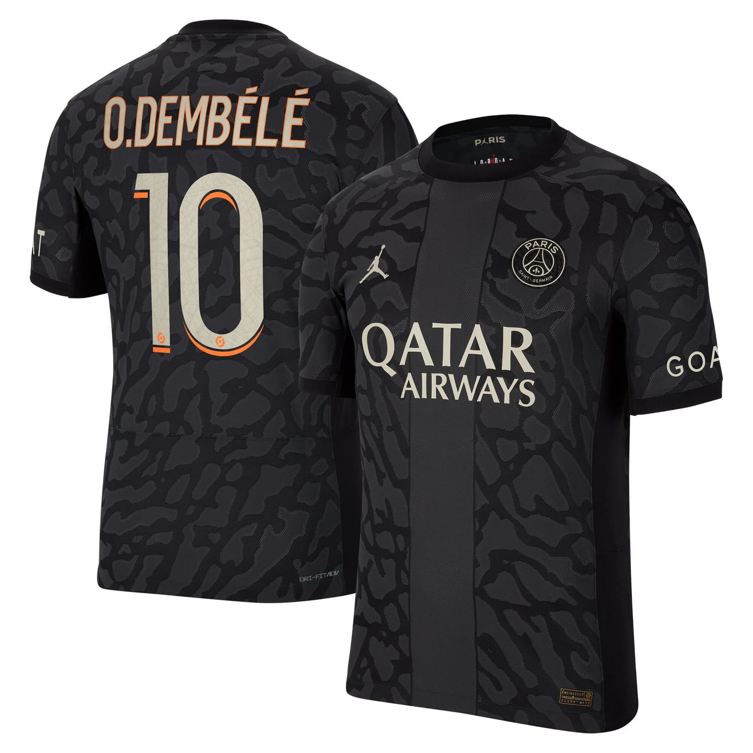 Ligue 1 Paris Saint-Germain Third Authentic Jersey Shirt 2023-24 player Ousmane Dembélé 10 printing for Men