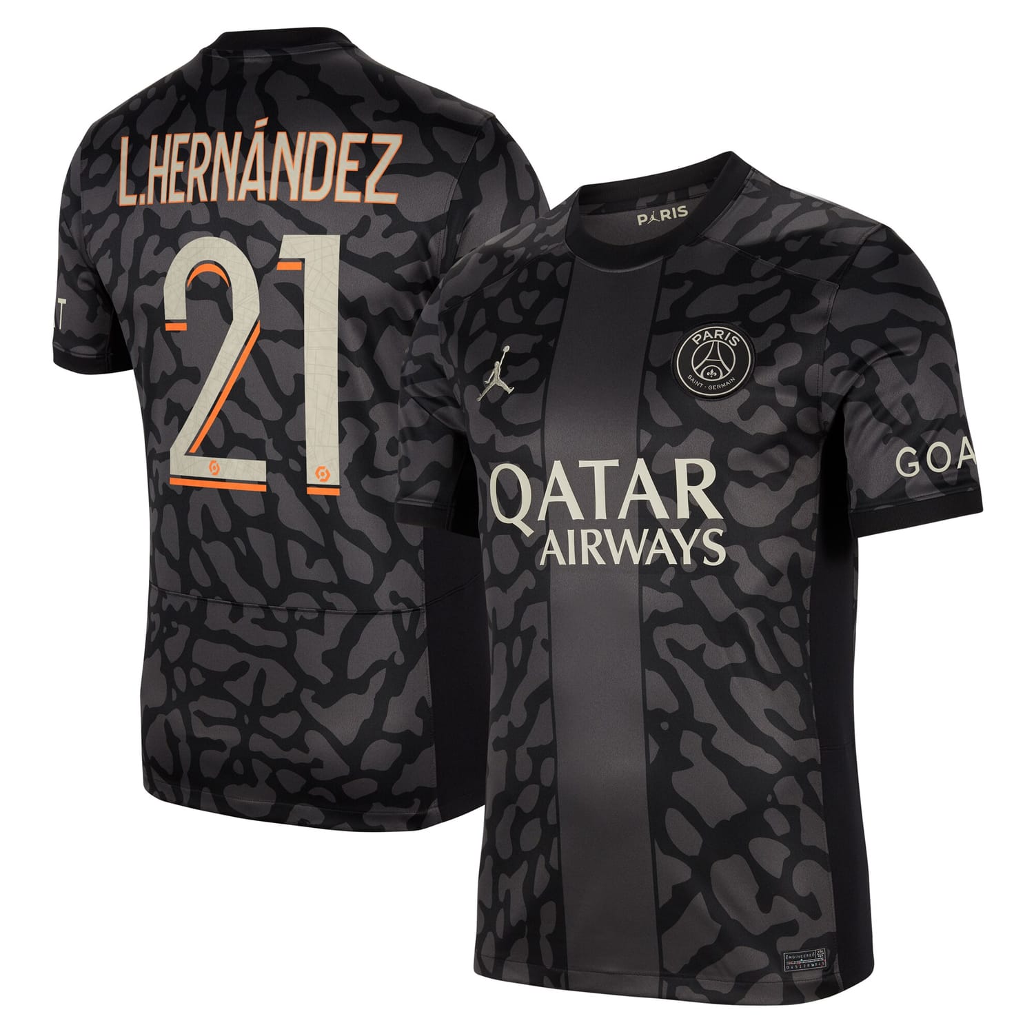 Ligue 1 Paris Saint-Germain Third Jersey Shirt 2023-24 player Lucas Hernández 21 printing for Men