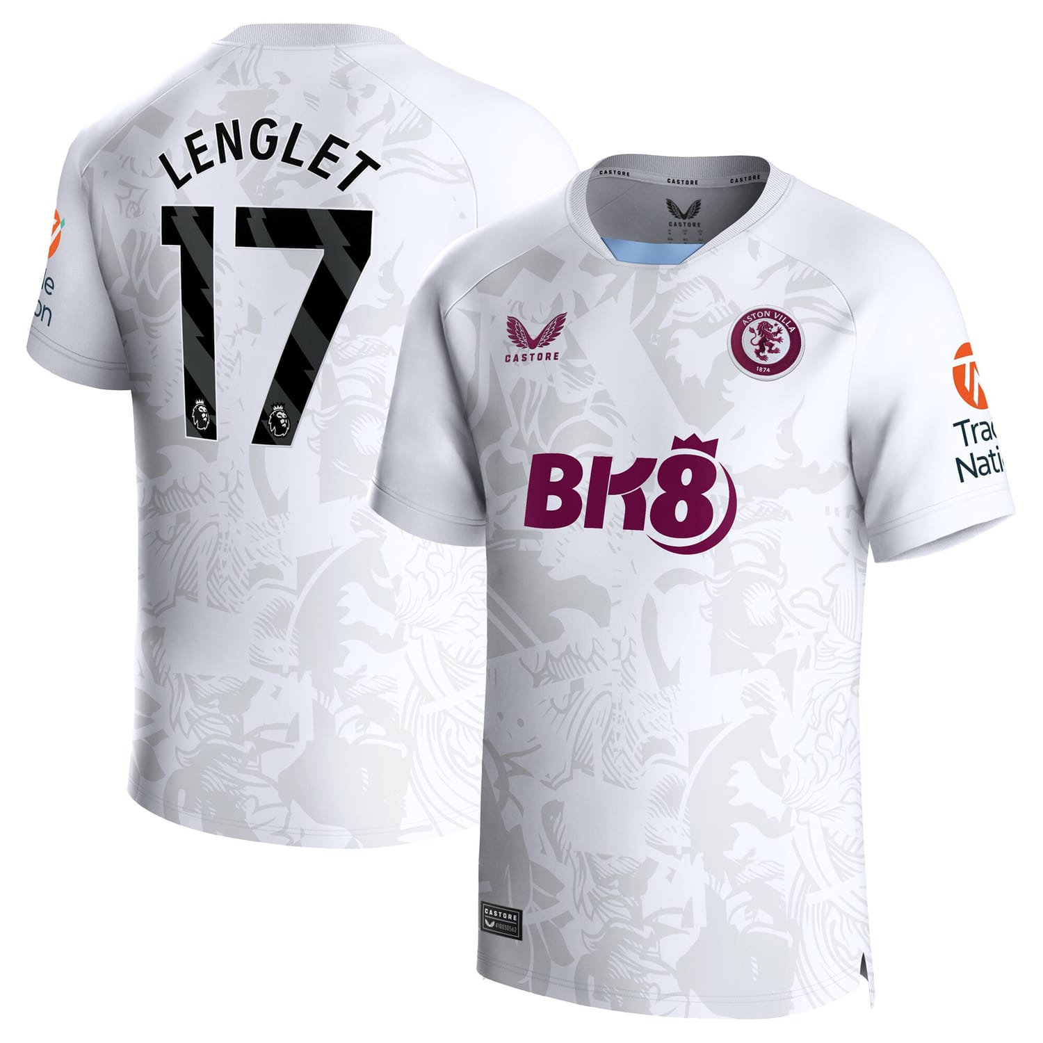 Premier League Aston Villa Away Jersey Shirt 2023-24 player Clément Lenglet printing for Men