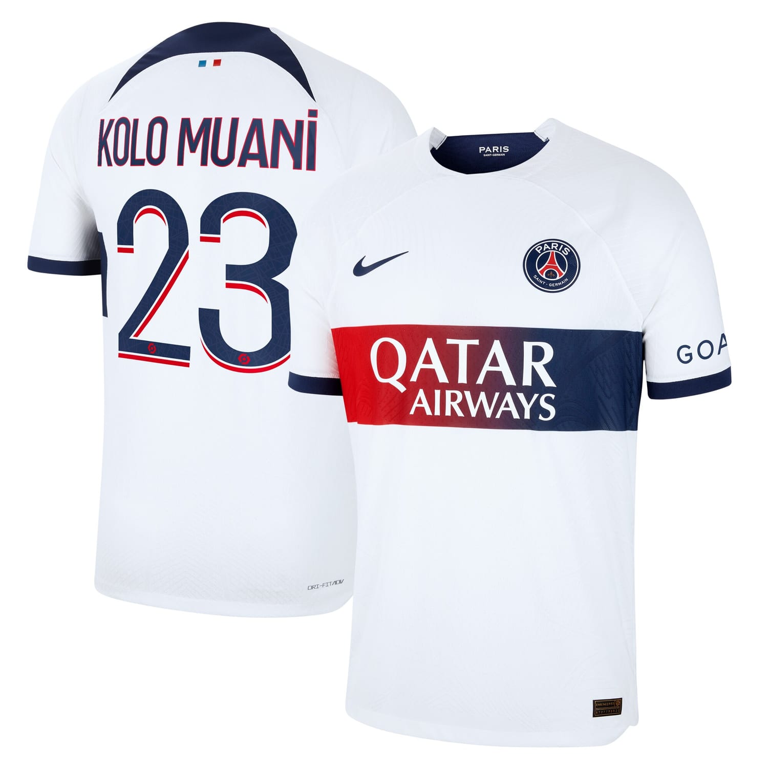 Ligue 1 Paris Saint-Germain Away Authentic Jersey Shirt 2023-24 player Randal Kolo Muani 23 printing for Men