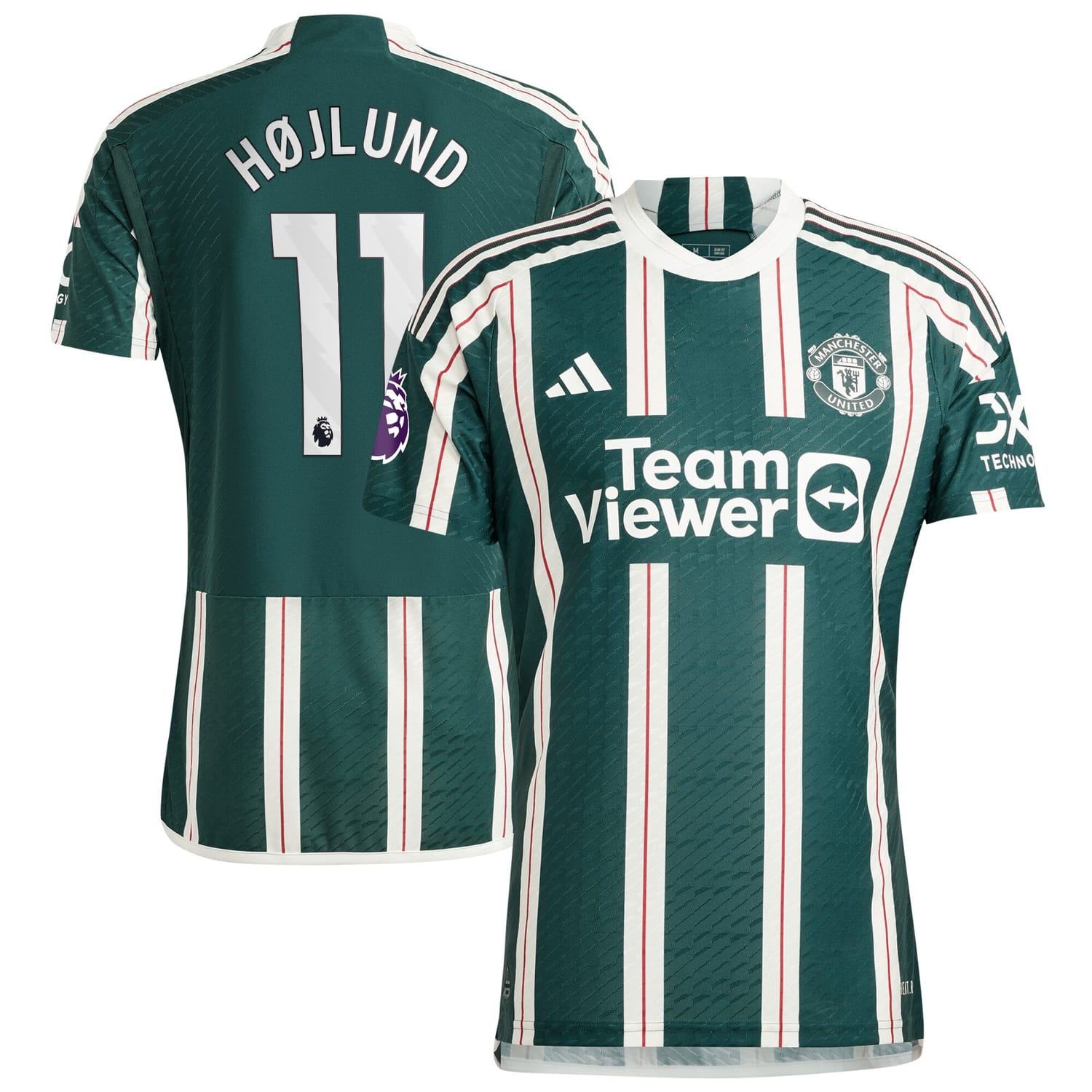 Premier League Manchester United Away Authentic Jersey Shirt Green 2023-24 player Rasmus Højlund printing for Men