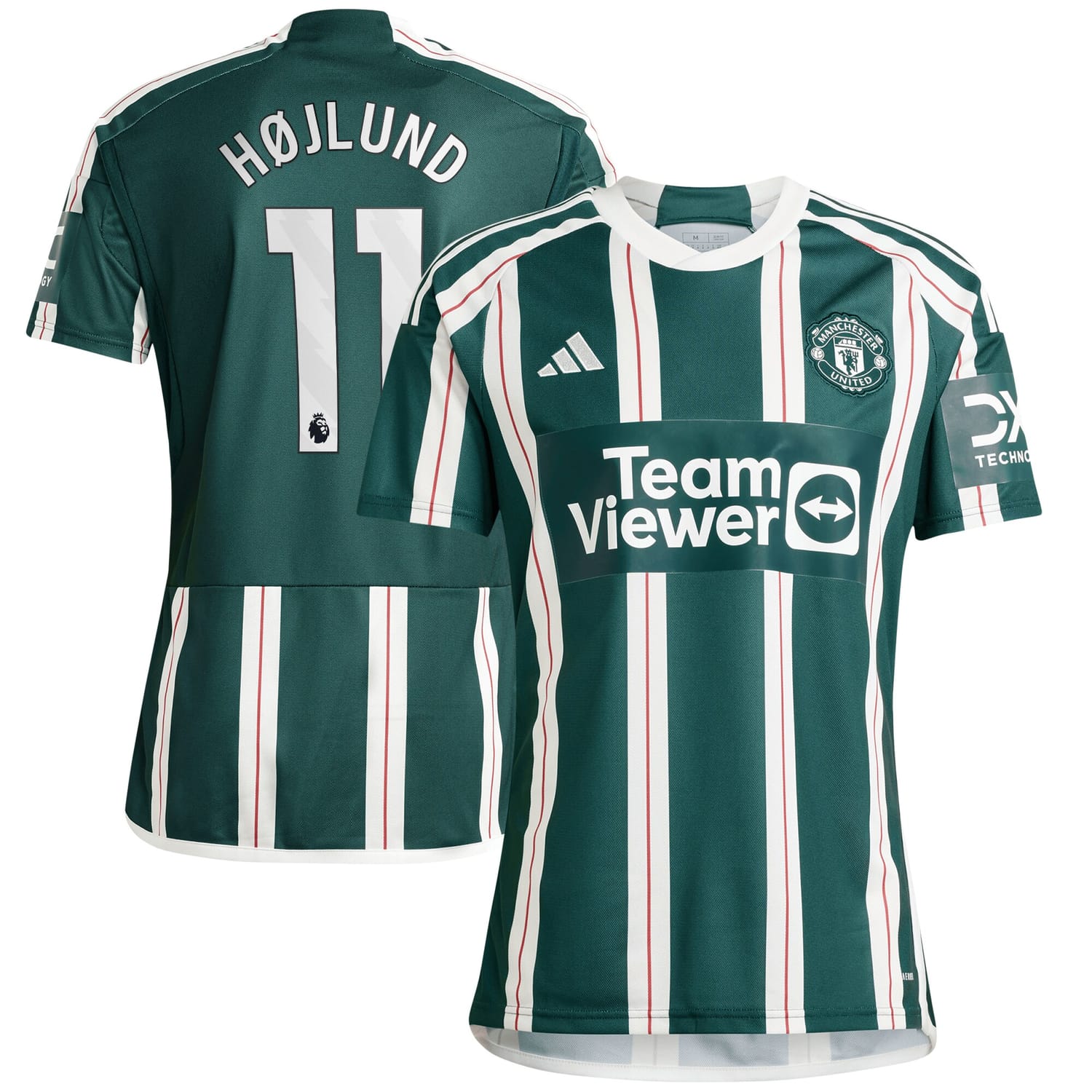 Premier League Manchester United Away Jersey Shirt Green 2023-24 player Rasmus Højlund printing for Men