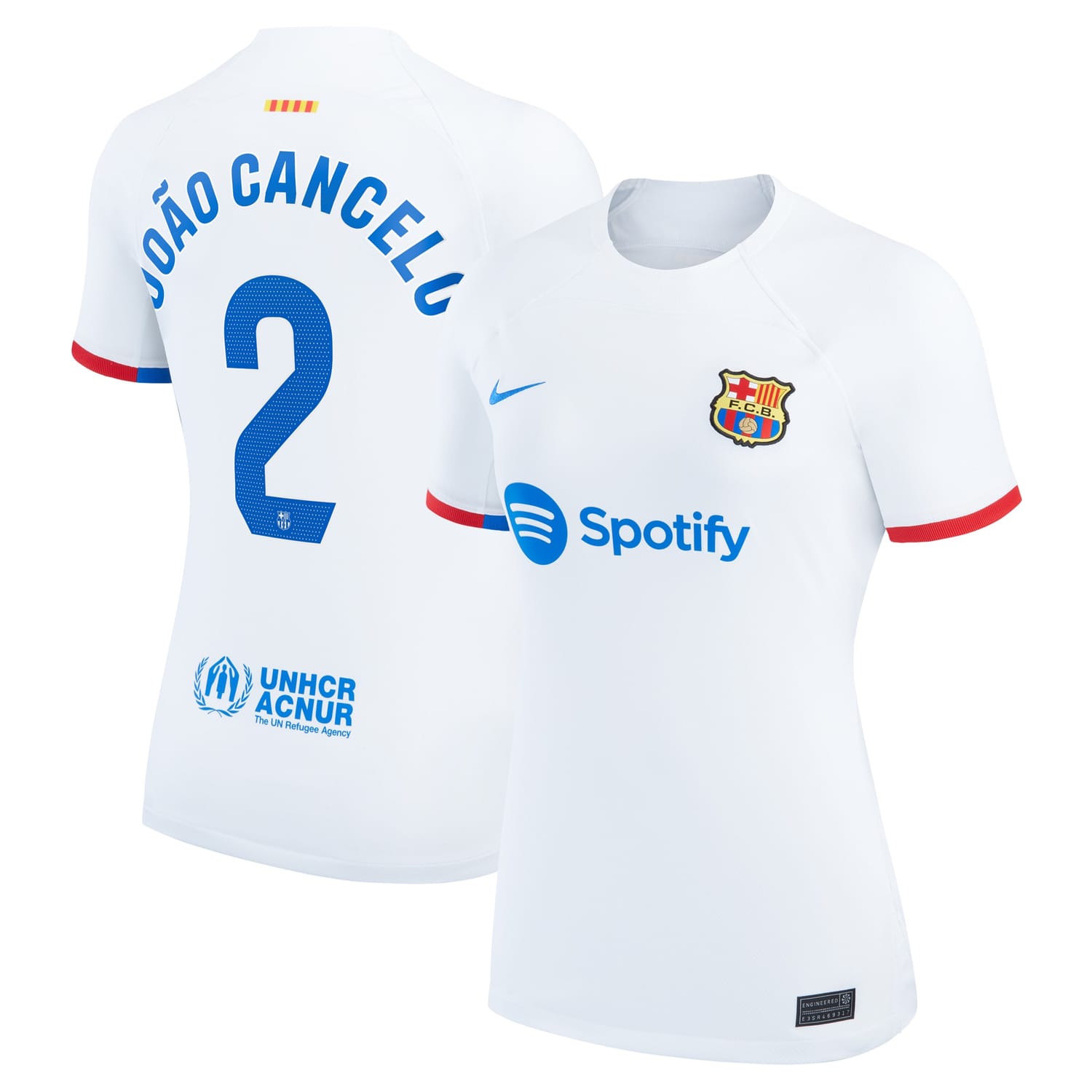 La Liga Barcelona Away Jersey Shirt White 2023-24 player Joao Cancelo printing for Women