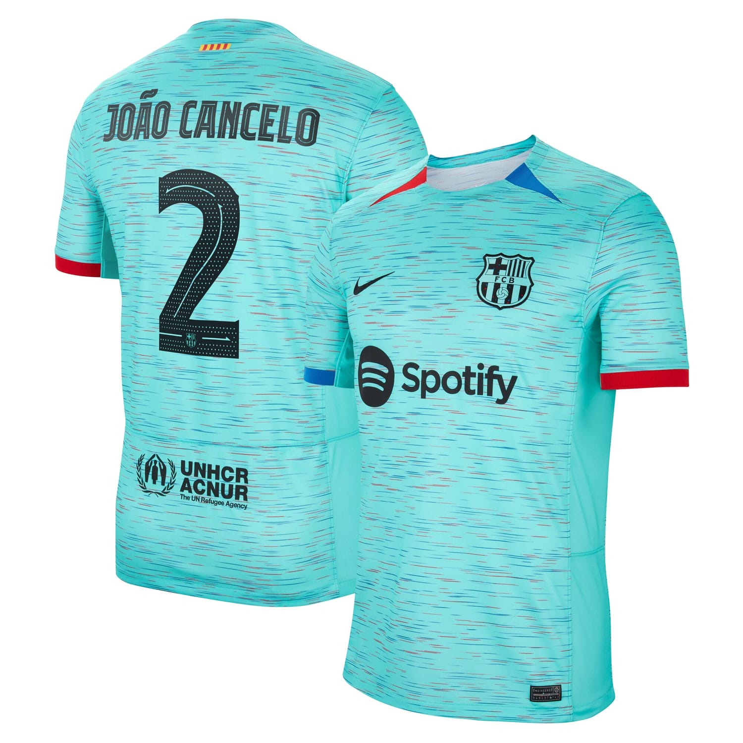 La Liga Barcelona Third Jersey Shirt Aqua 2023-24 player Joao Cancelo printing for Men